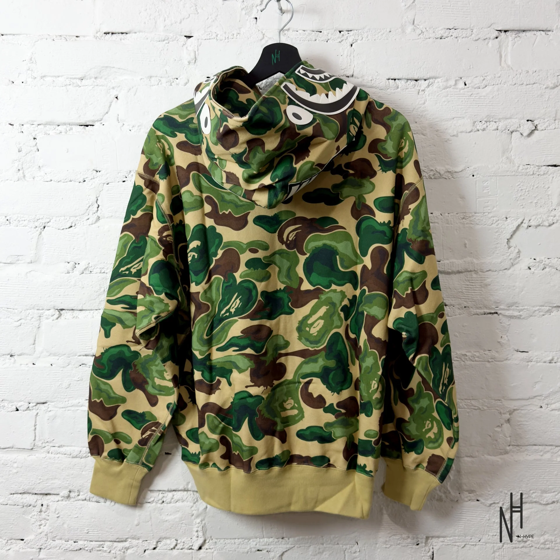 BAPE Art Camo Shark Full Zip Hoodie Green - Image 5