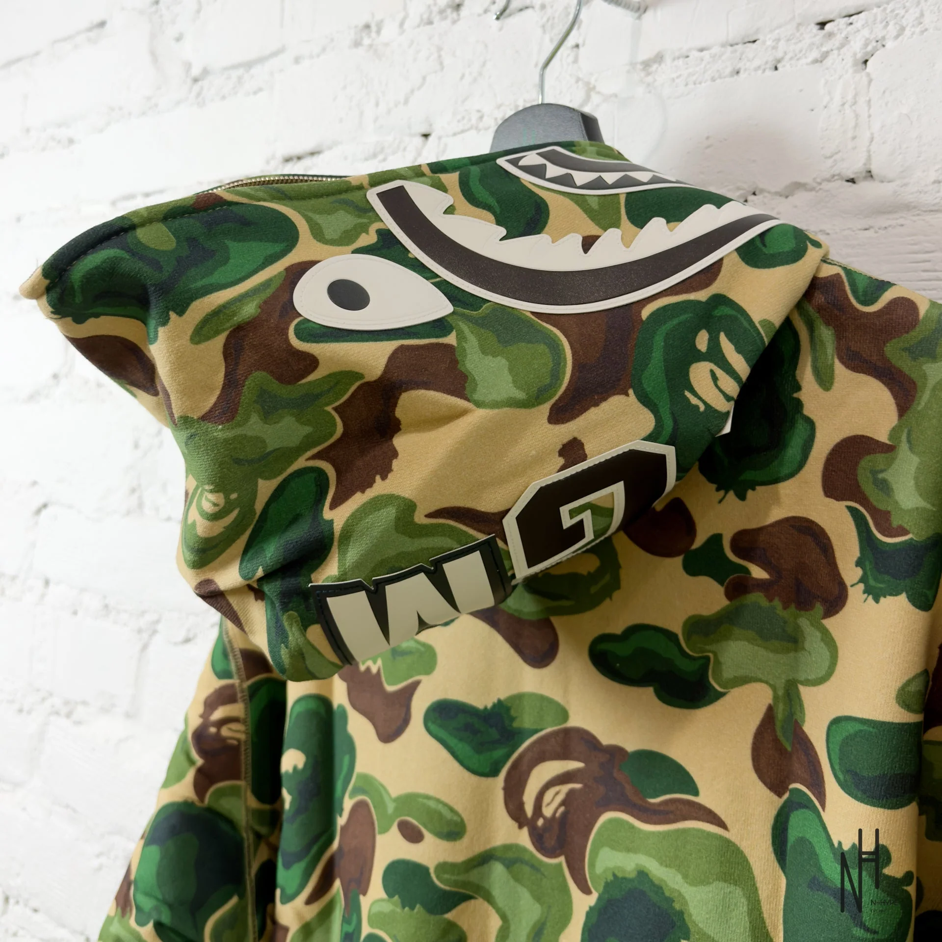 BAPE Art Camo Shark Full Zip Hoodie Green - Image 6