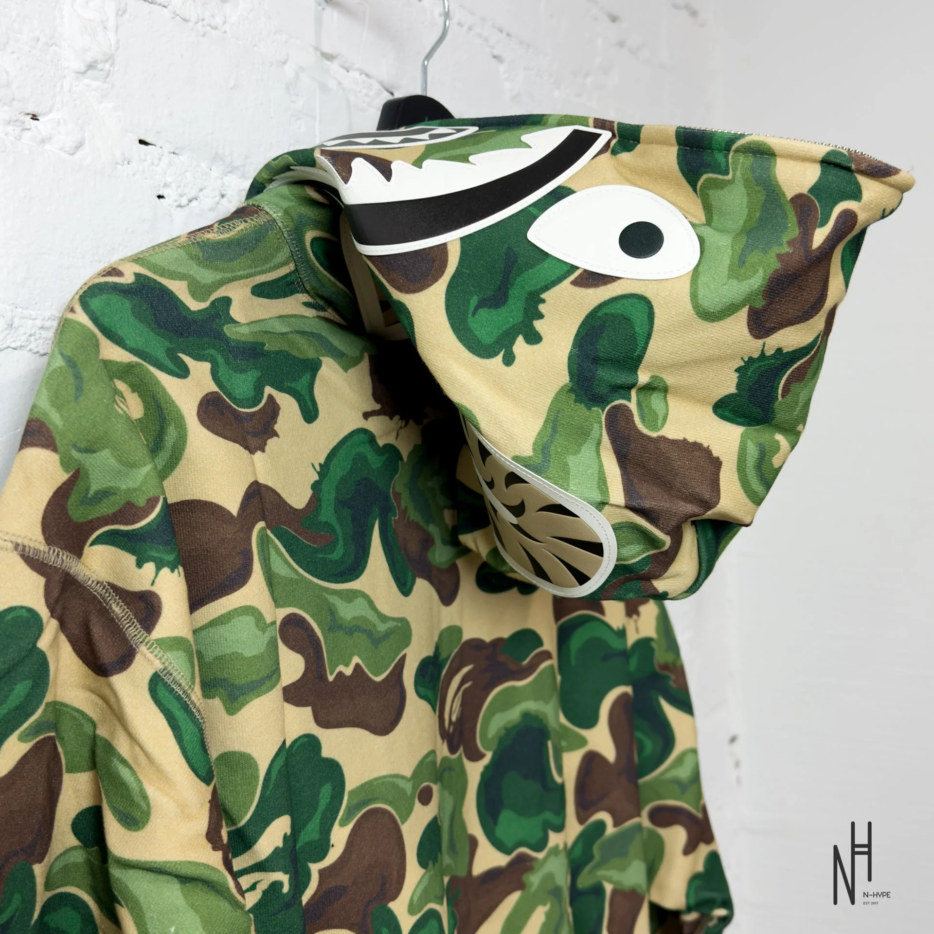 BAPE Art Camo Shark Full Zip Hoodie Green - Image 8