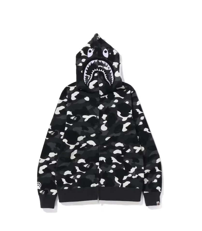 BAPE City Camo Shark WGM Full-Zip Hoodie Black - Image 3