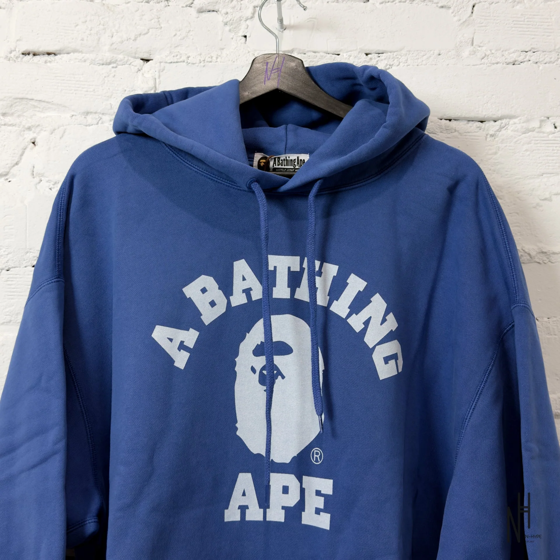 BAPE College Overdye Pullover Hoodie Blue - Image 2