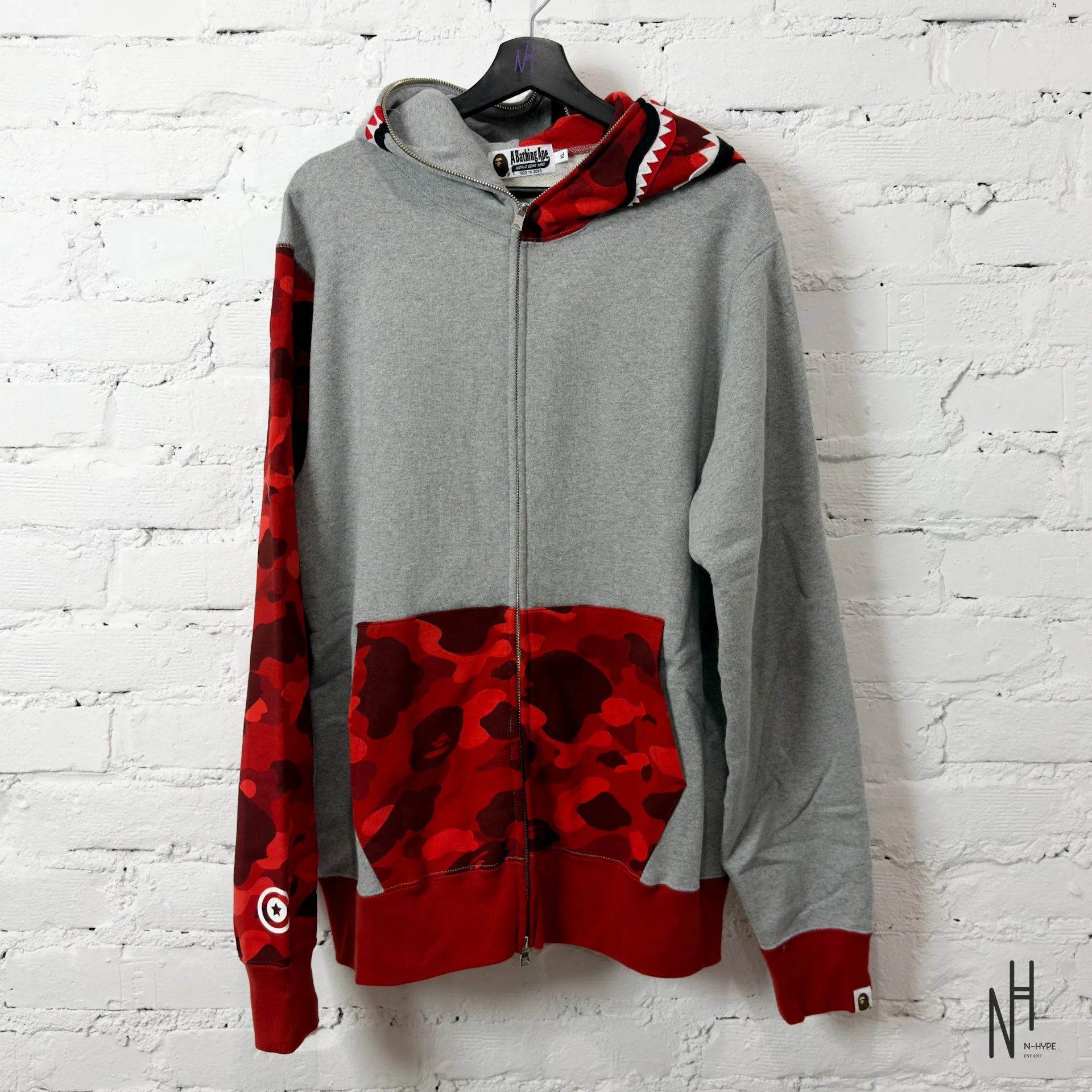 BAPE Color Camo Shark Full Zip Hoodie (FW23) Red