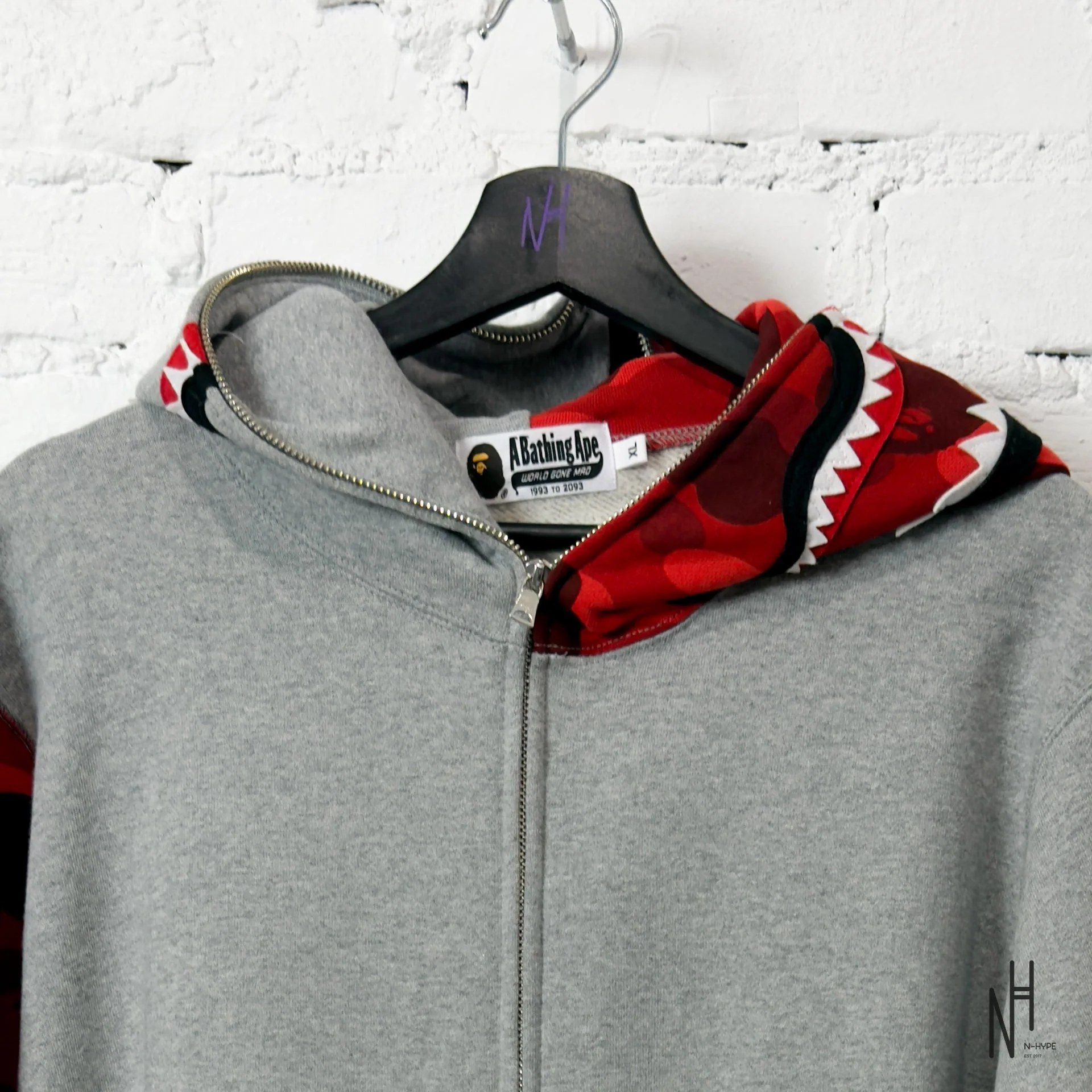BAPE Color Camo Shark Full Zip Hoodie (FW23) Red - Image 2