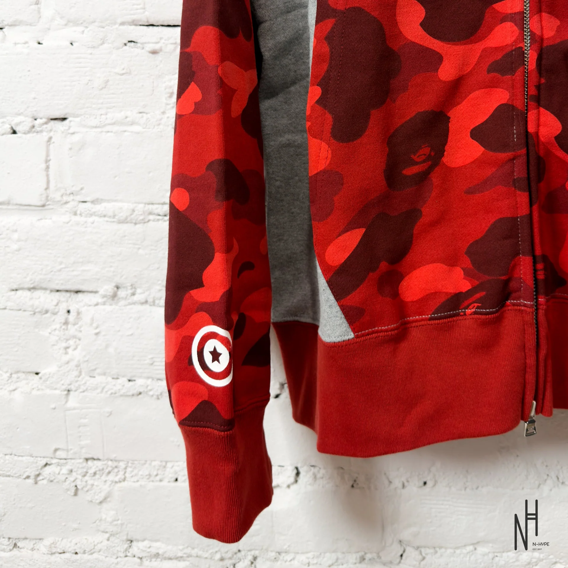 BAPE Color Camo Shark Full Zip Hoodie (FW23) Red - Image 3