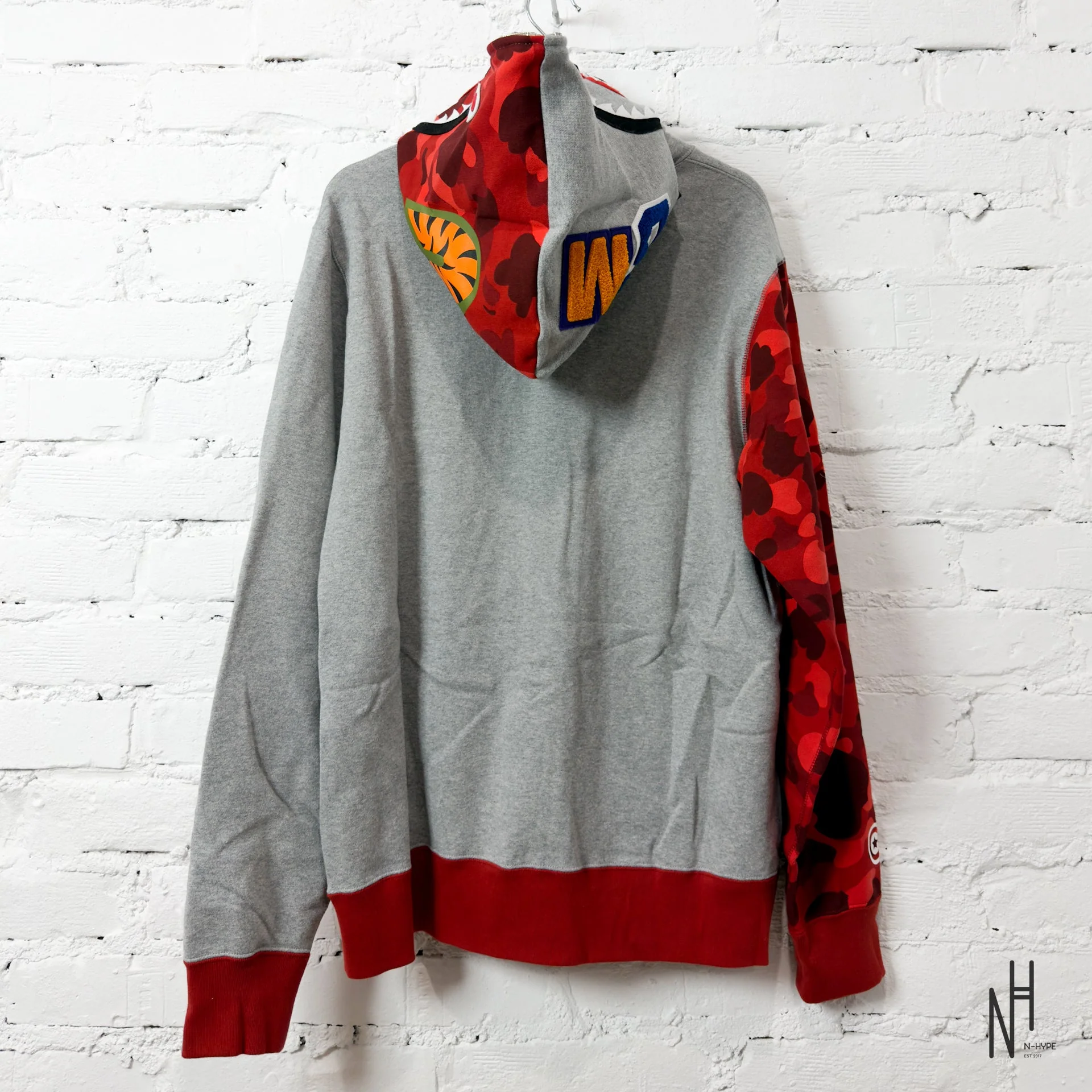 BAPE Color Camo Shark Full Zip Hoodie (FW23) Red - Image 5