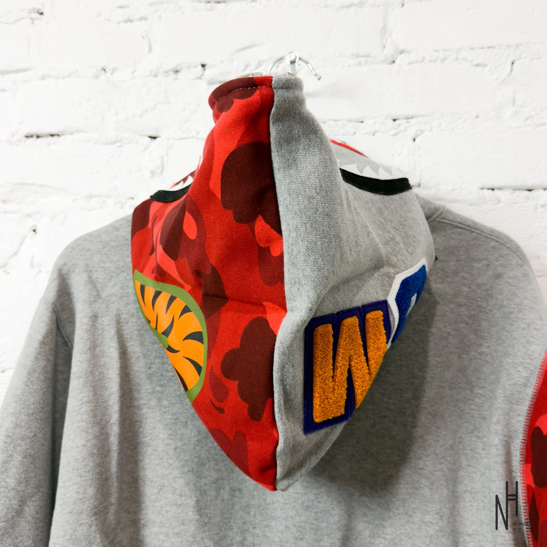 BAPE Color Camo Shark Full Zip Hoodie (FW23) Red - Image 6