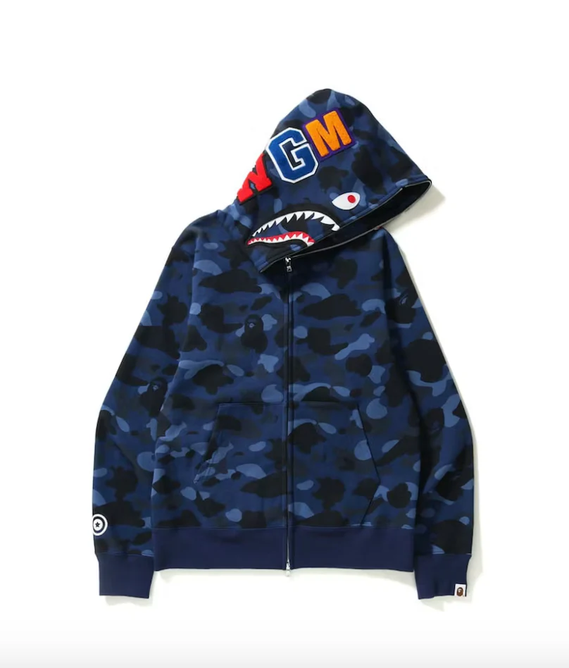 BAPE Color Camo Shark Full Zip Hoodie Navy - Image 2