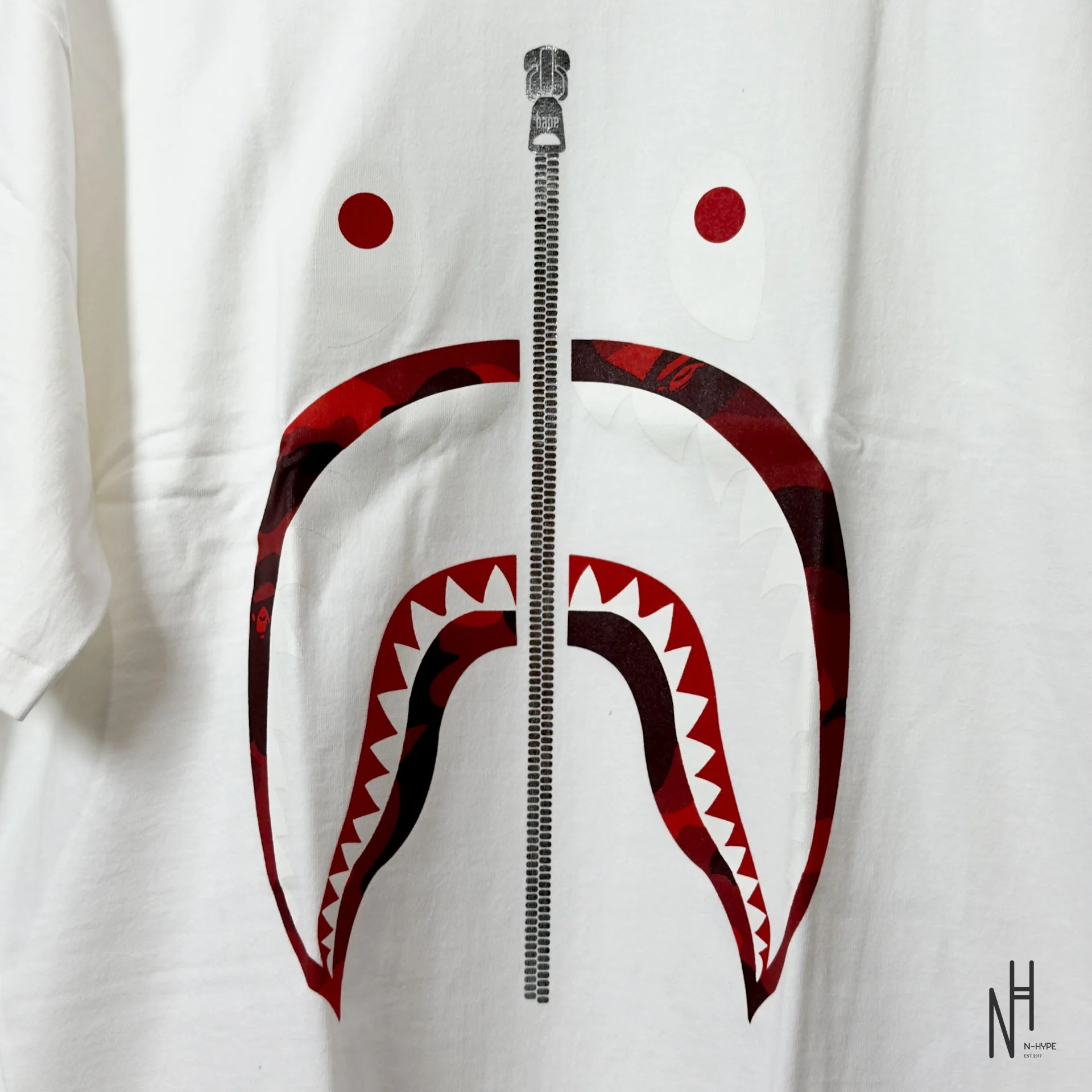 BAPE Color Camo Silver Zip Shark Tee (SS23) White Red - Image 2
