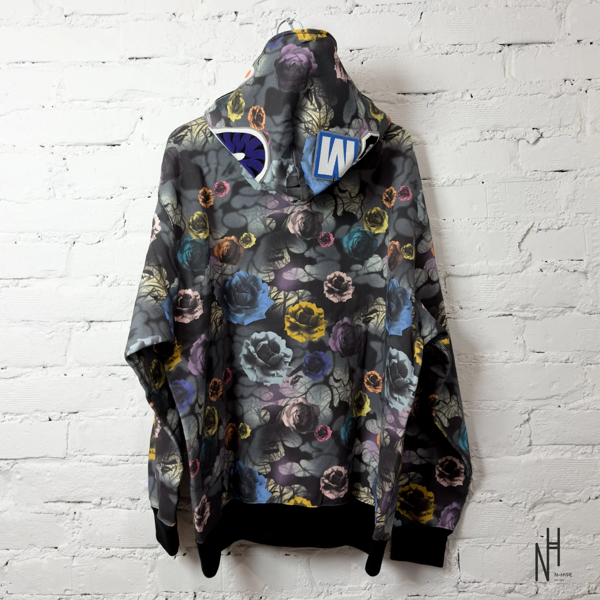 BAPE Floral Camo Shark Relaxed Fit Full Zip Hoodie Black - Image 4
