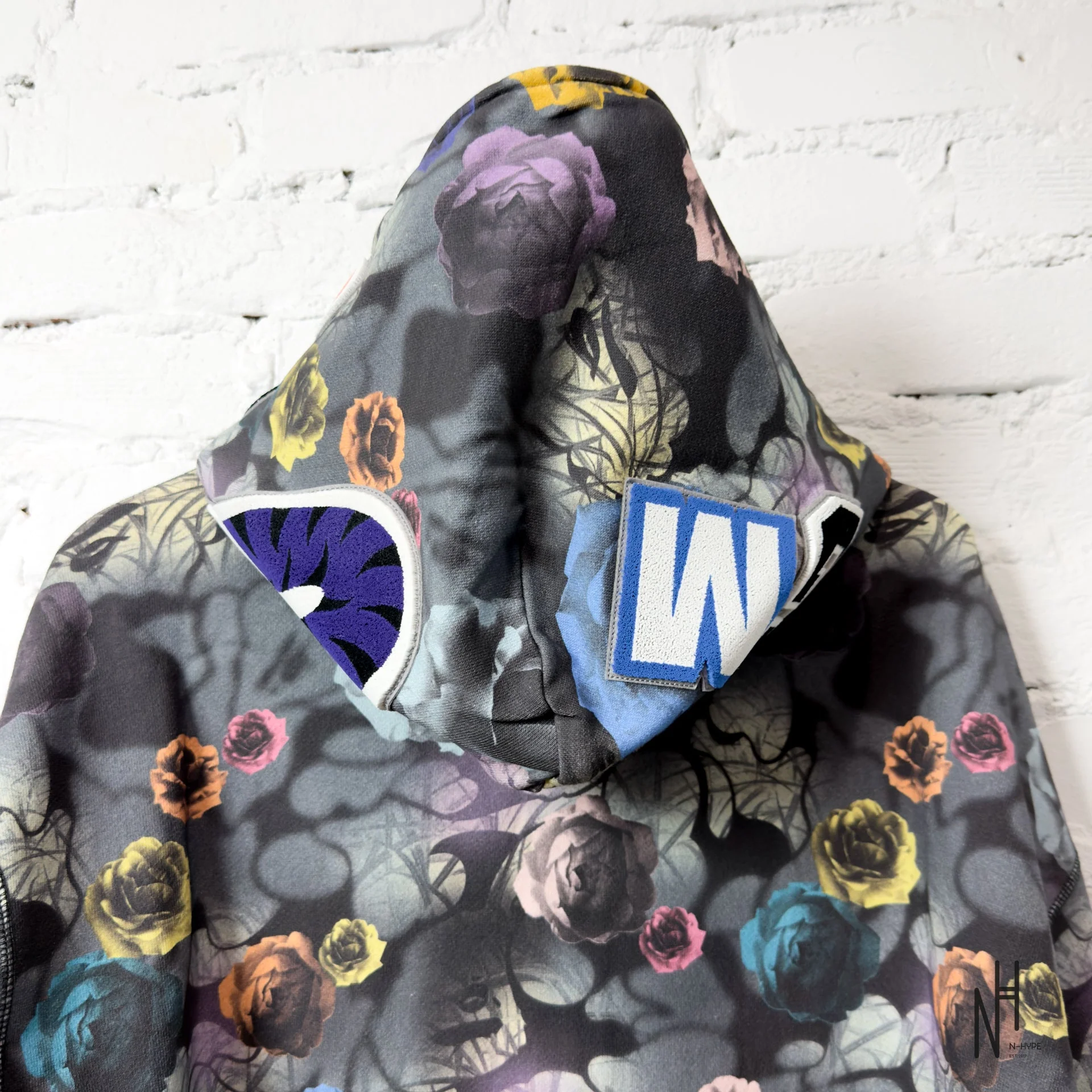 BAPE Floral Camo Shark Relaxed Fit Full Zip Hoodie Black - Image 6