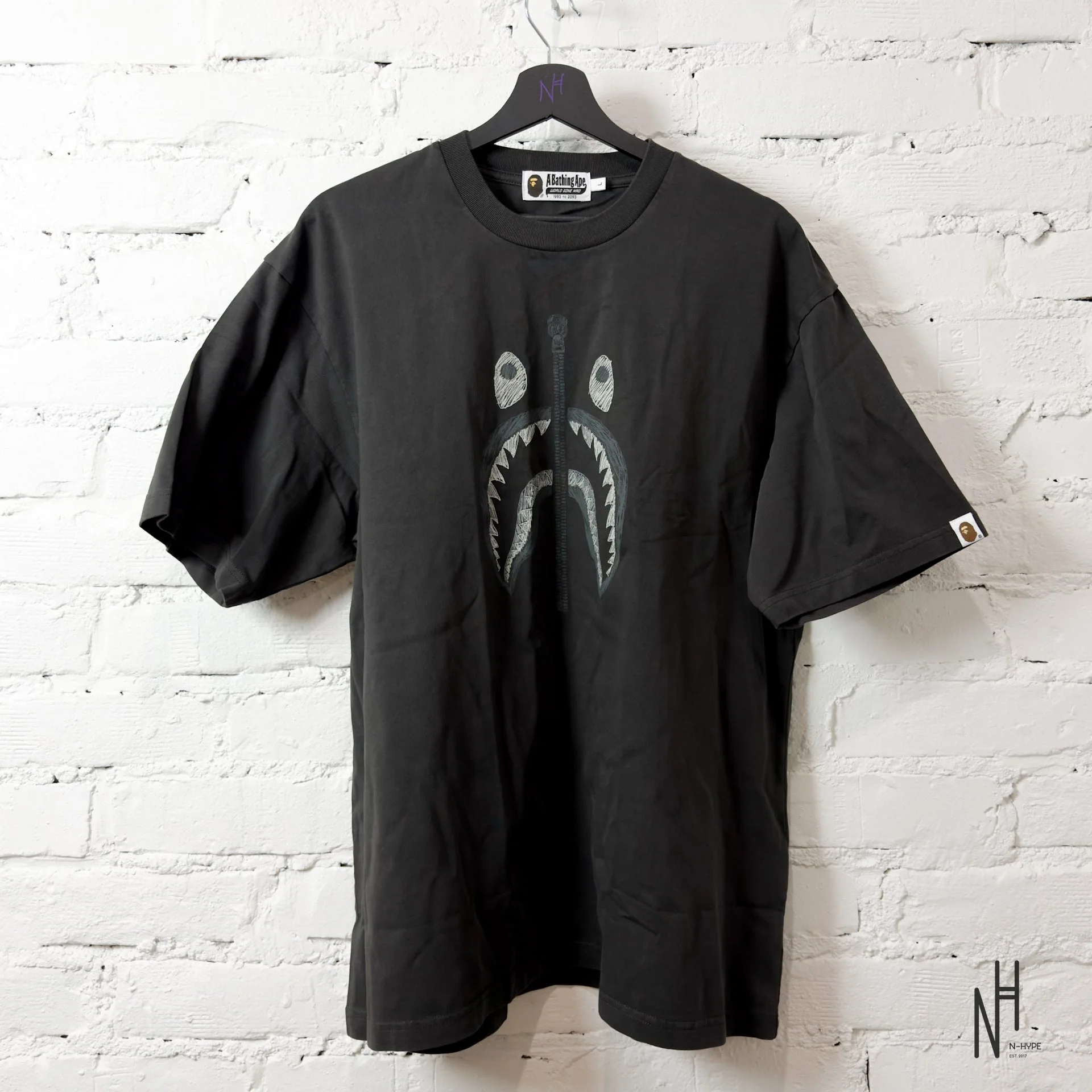BAPE Garment Dye Shark Relaxed Fit Tee Black