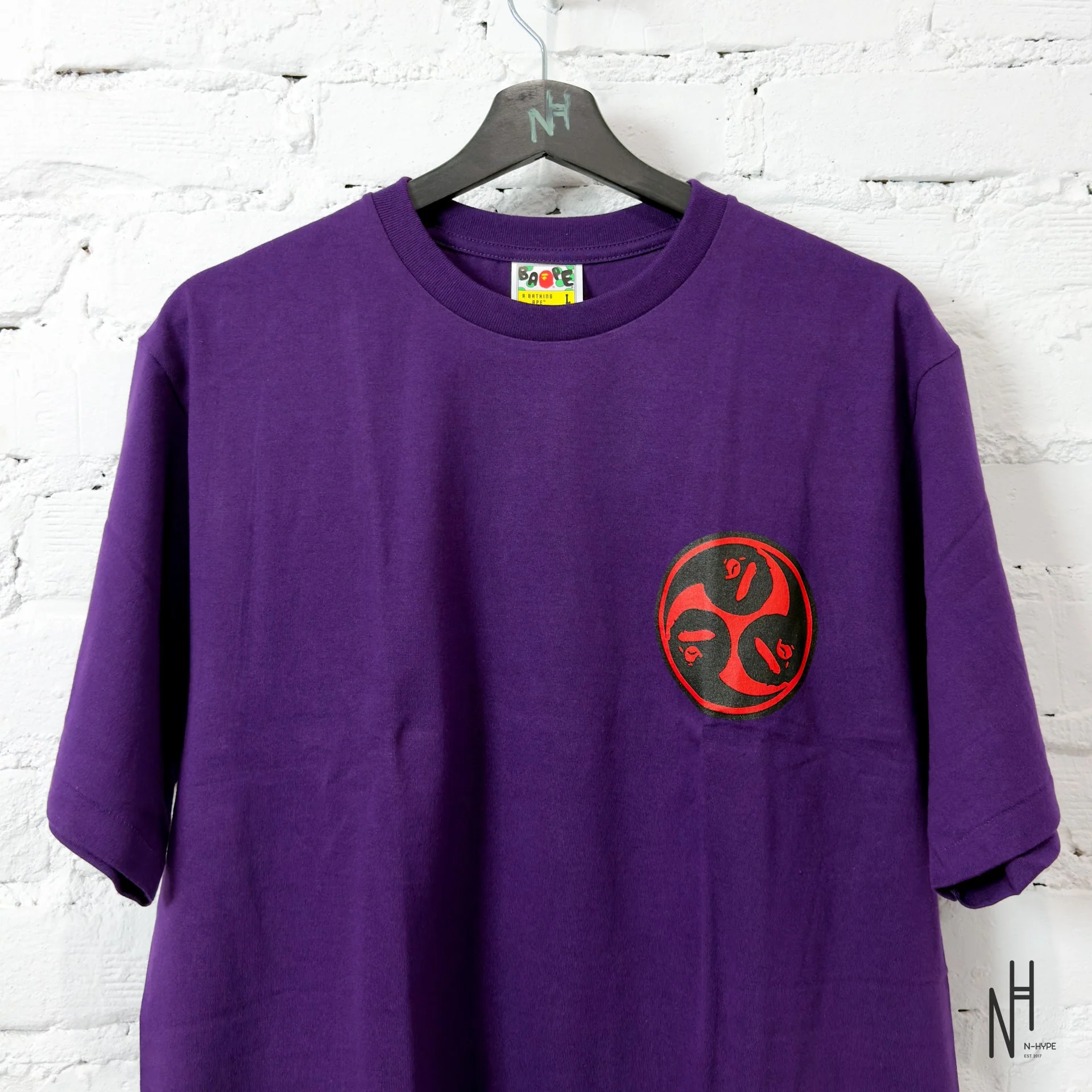 BAPE Japan Culture Mitsudomoe Tee Purple - Image 3
