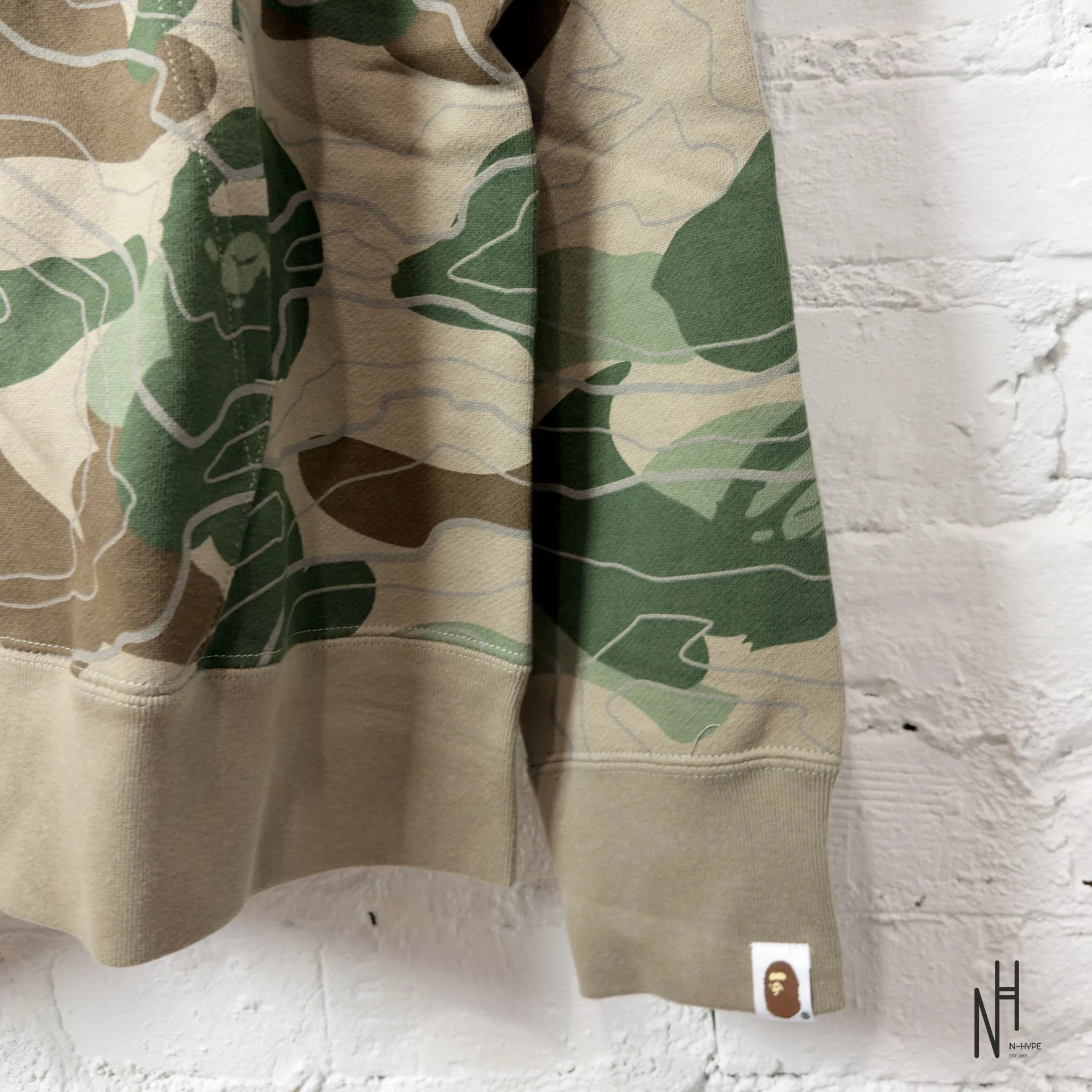 BAPE Layered Line Camo Shark Full Zip Hoodie Beige - Image 4