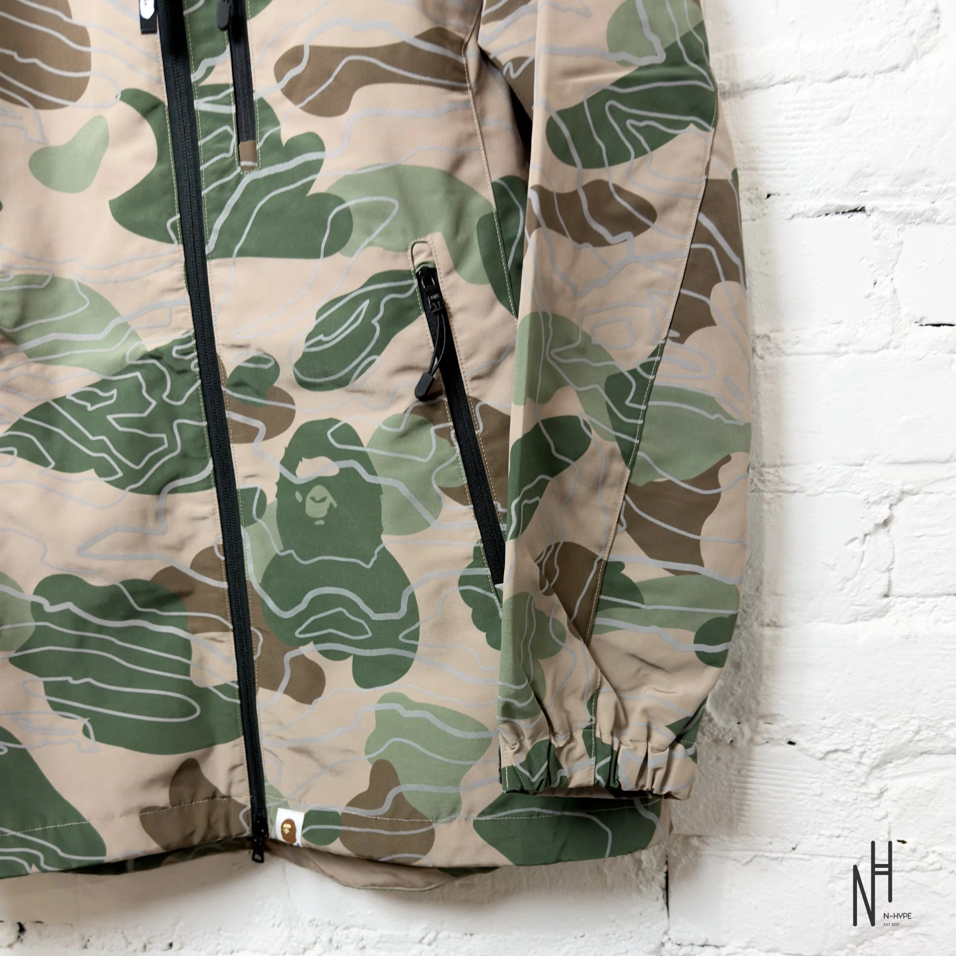BAPE Layered Line Camo Shell Jacket Beige - Image 3