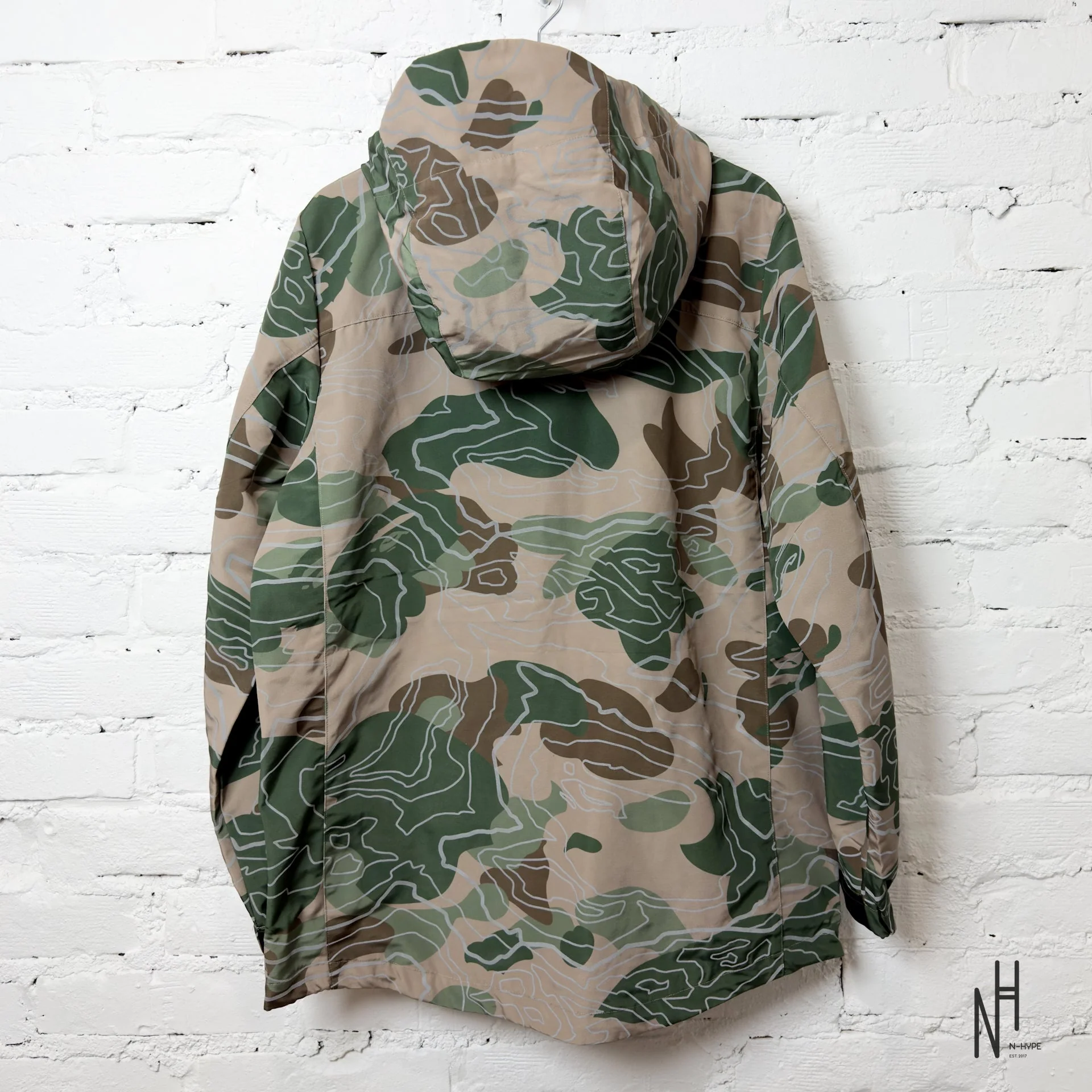 BAPE Layered Line Camo Shell Jacket Beige - Image 4
