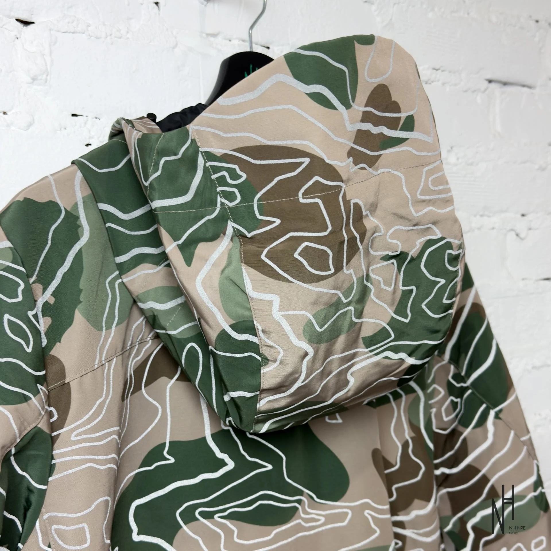 BAPE Layered Line Camo Shell Jacket Beige - Image 5