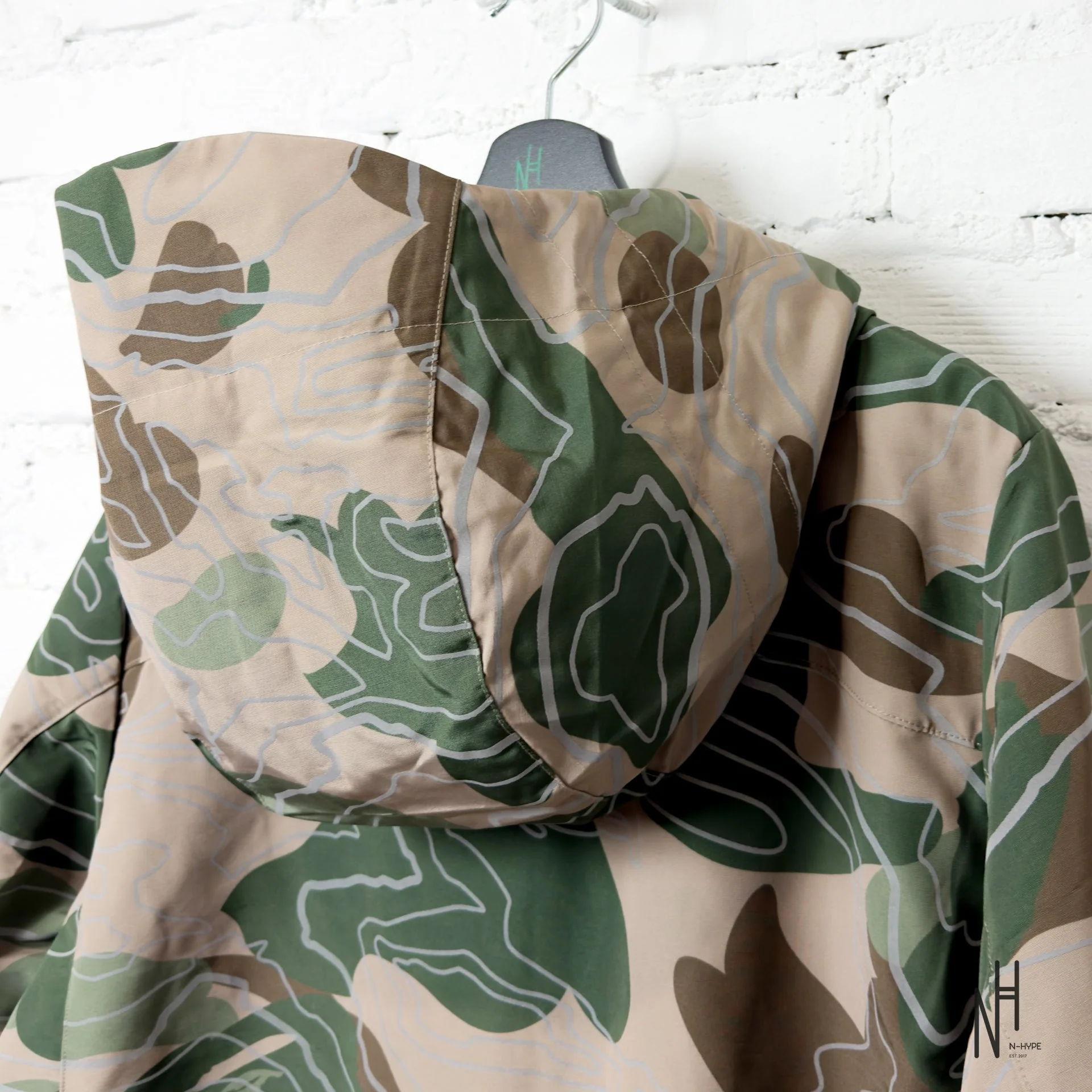 BAPE Layered Line Camo Shell Jacket Beige - Image 6