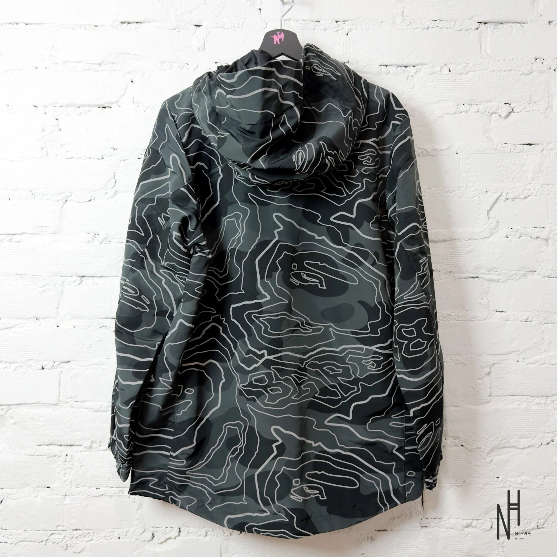 Bape Layered Line Camo Shell Jacket Black - Image 4