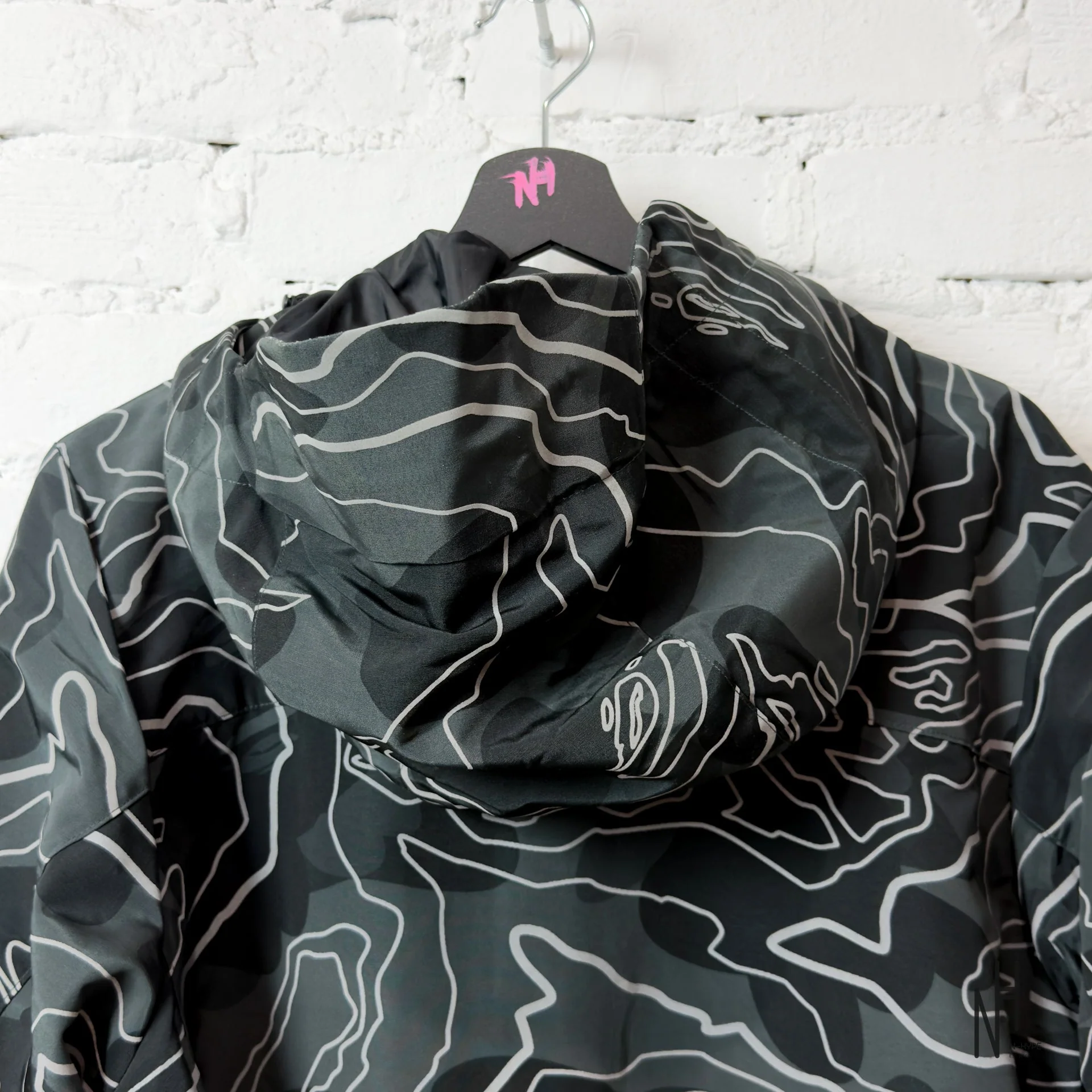 Bape Layered Line Camo Shell Jacket Black - Image 5