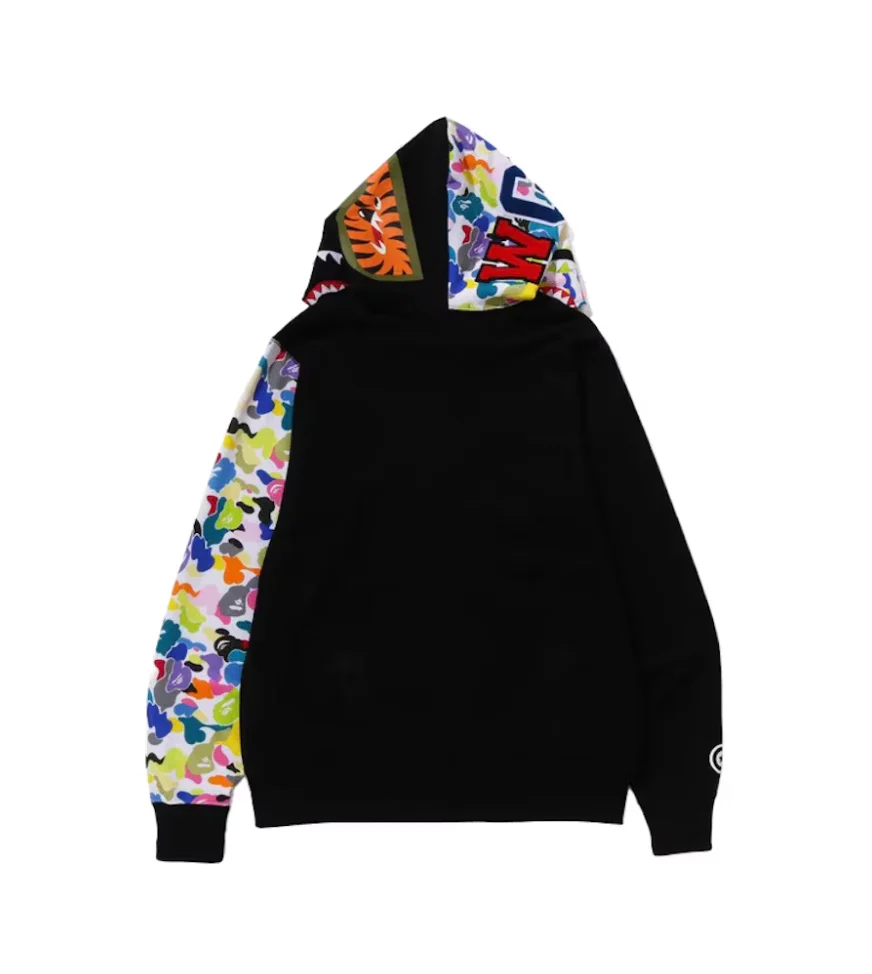 BAPE Multi Camo NYC Logo Shark Full Zip Hoodie Black - Image 3