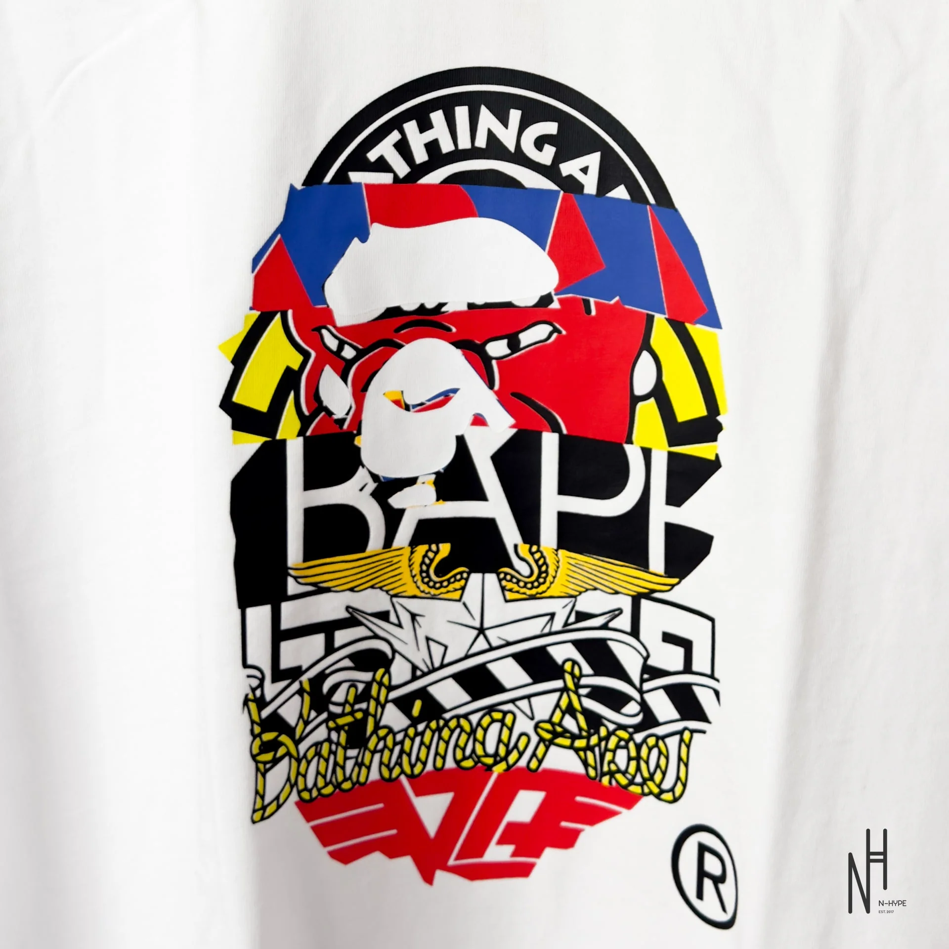 BAPE Multi Logo Ape Head Relaxed Fit Tee White - Image 2