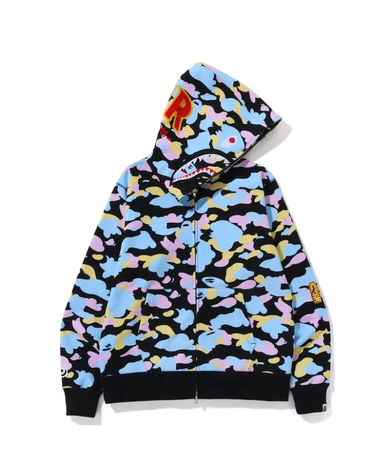 BAPE New Multi Camo 2nd Shark Full Zip Hoodie Black - Image 2