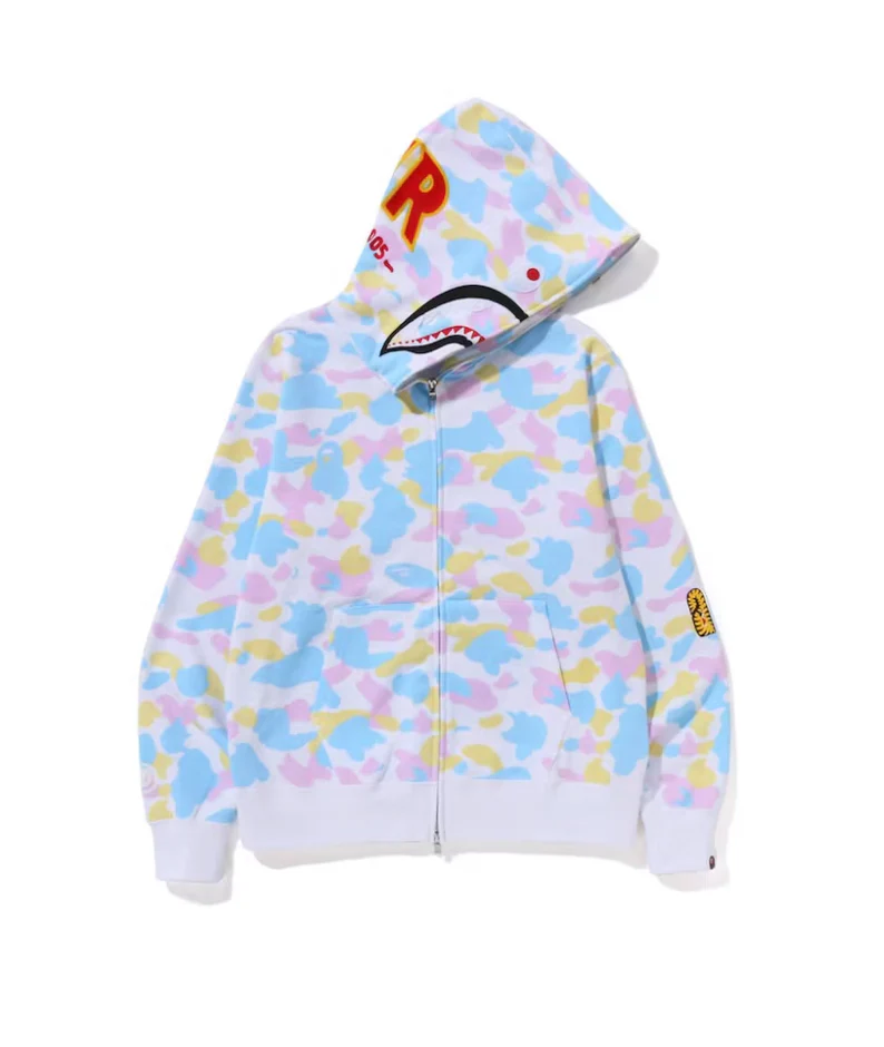 BAPE New Multi Camo 2nd Shark Full Zip Hoodie White - Image 2