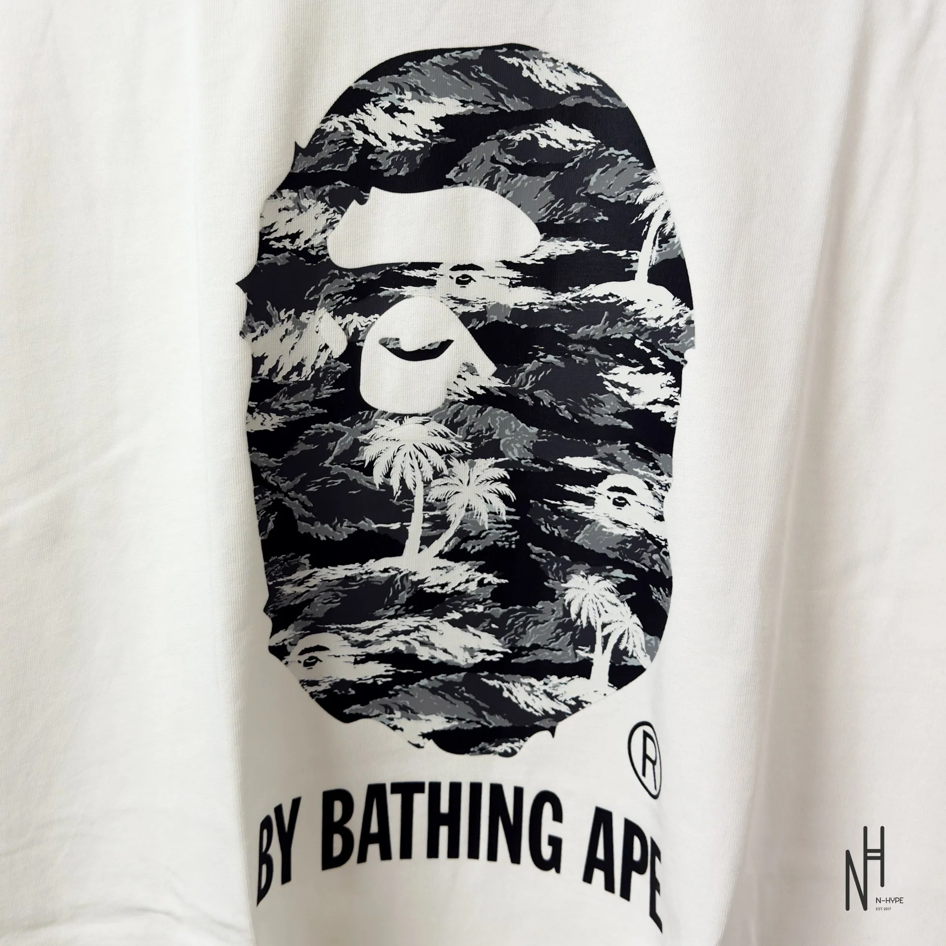 BAPE Palm Tree Camo By Bathing Ape Relaxed Fit Tee Ivory - Image 2
