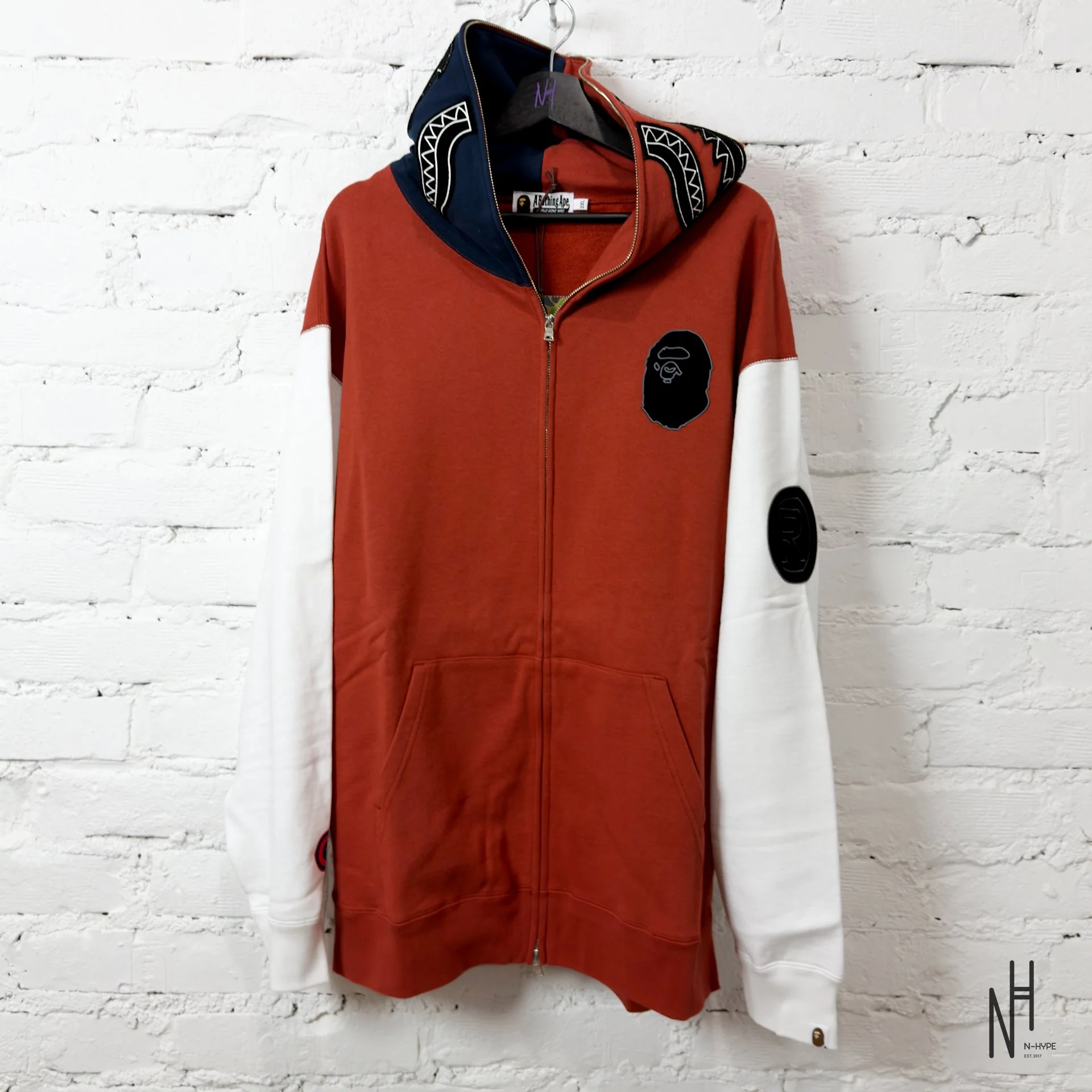 BAPE Shark Full Zip France Hoodie Burgundy