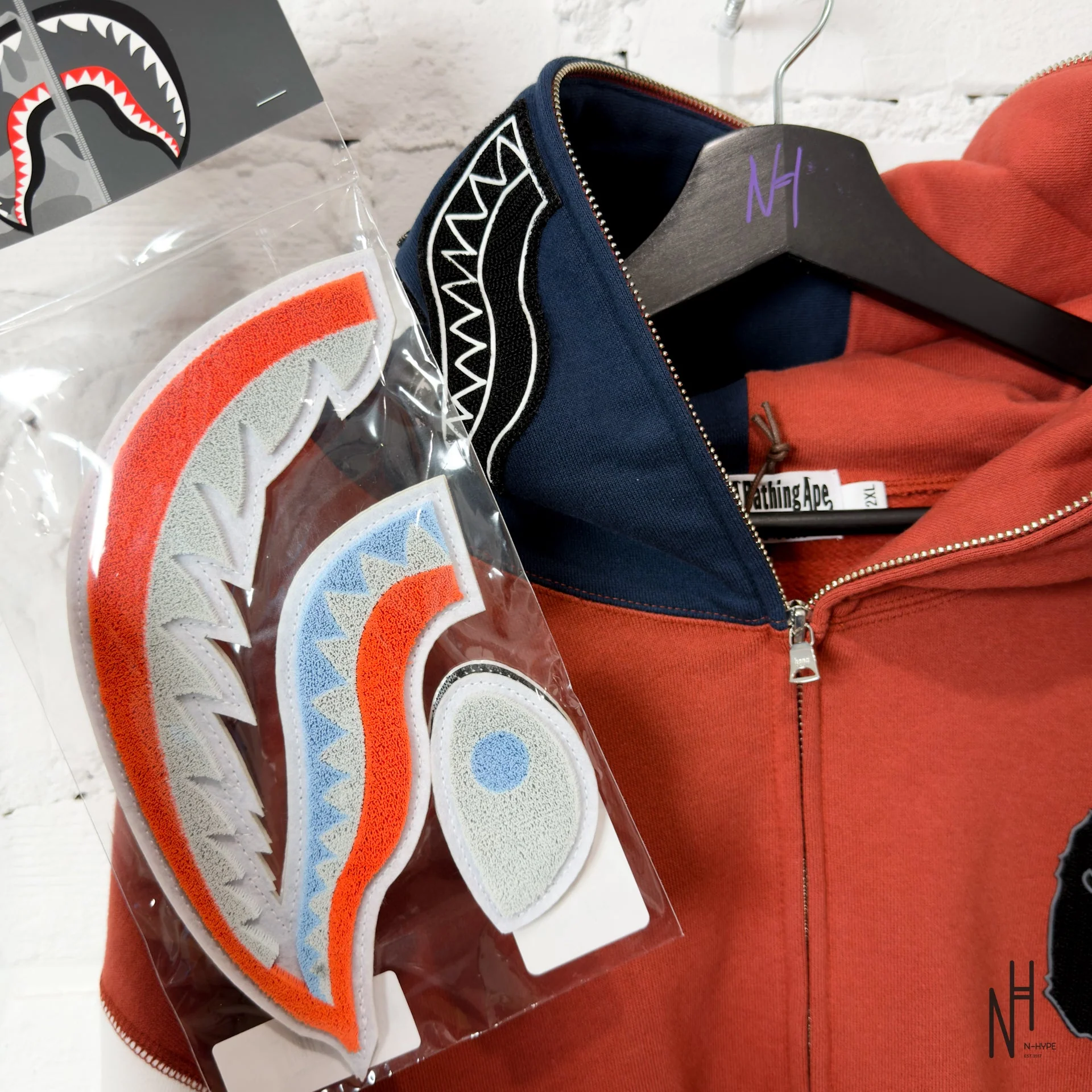 BAPE Shark Full Zip France Hoodie Burgundy - Image 10