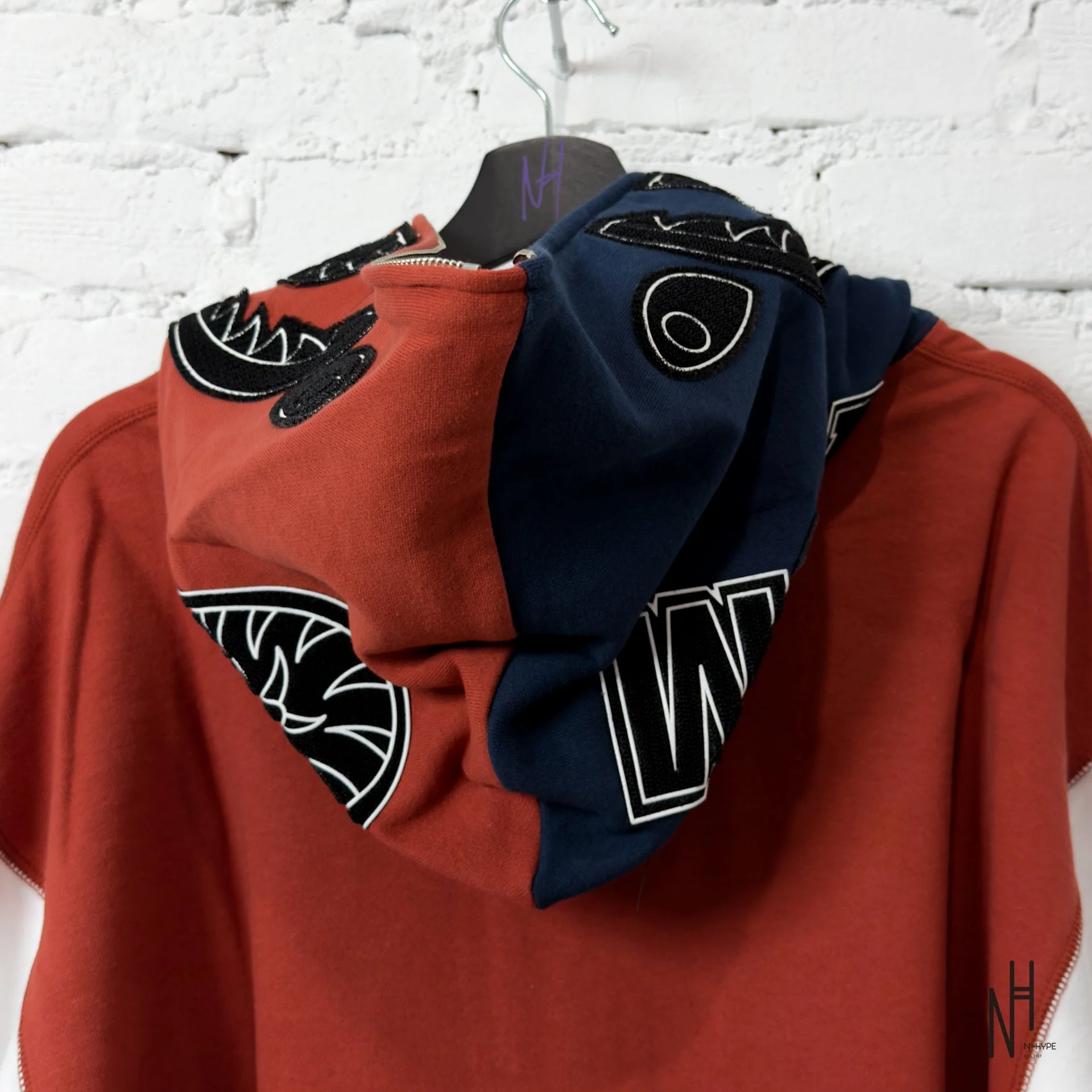 BAPE Shark Full Zip France Hoodie Burgundy - Image 7