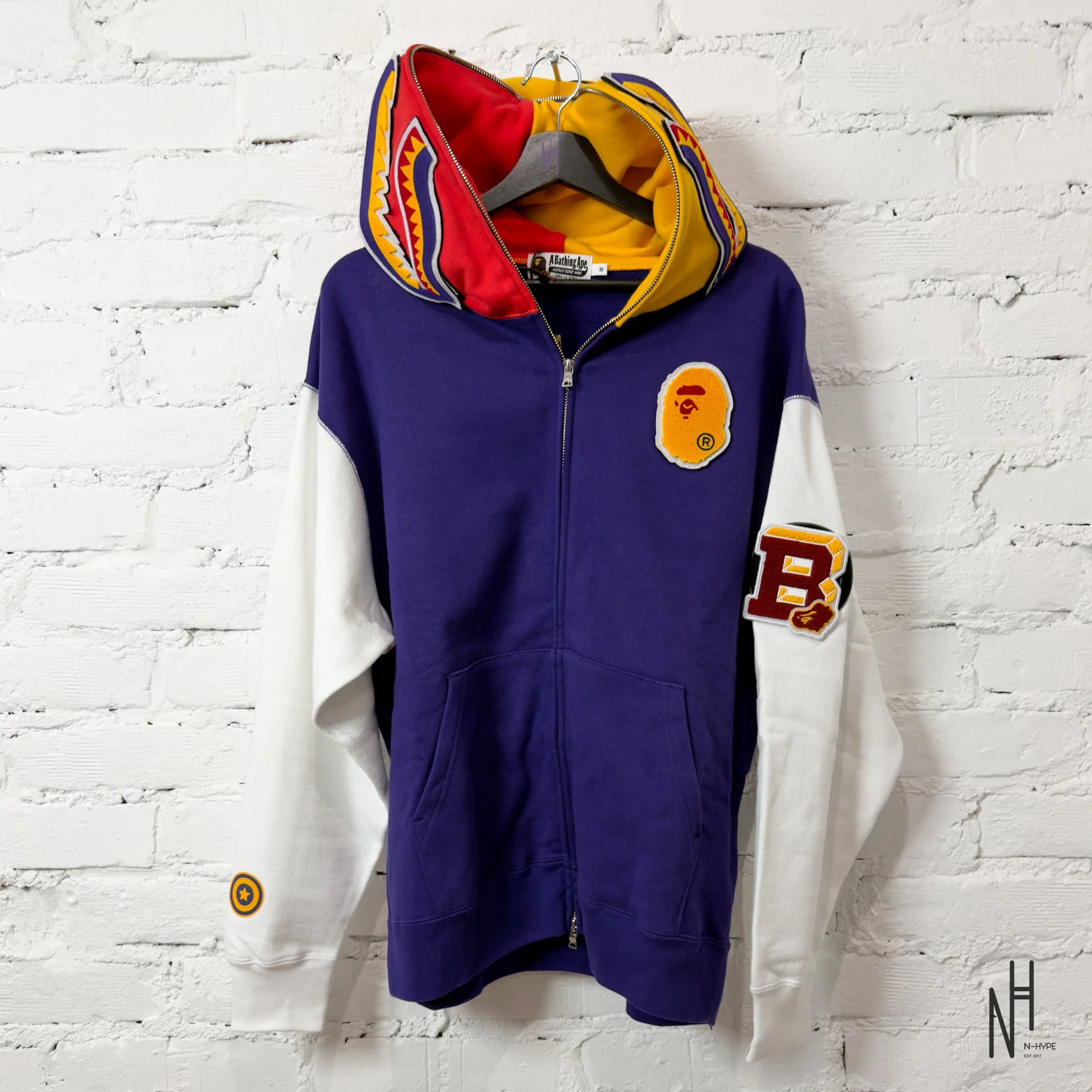 Bape Shark Full Zip Hoodie US Mens Navy