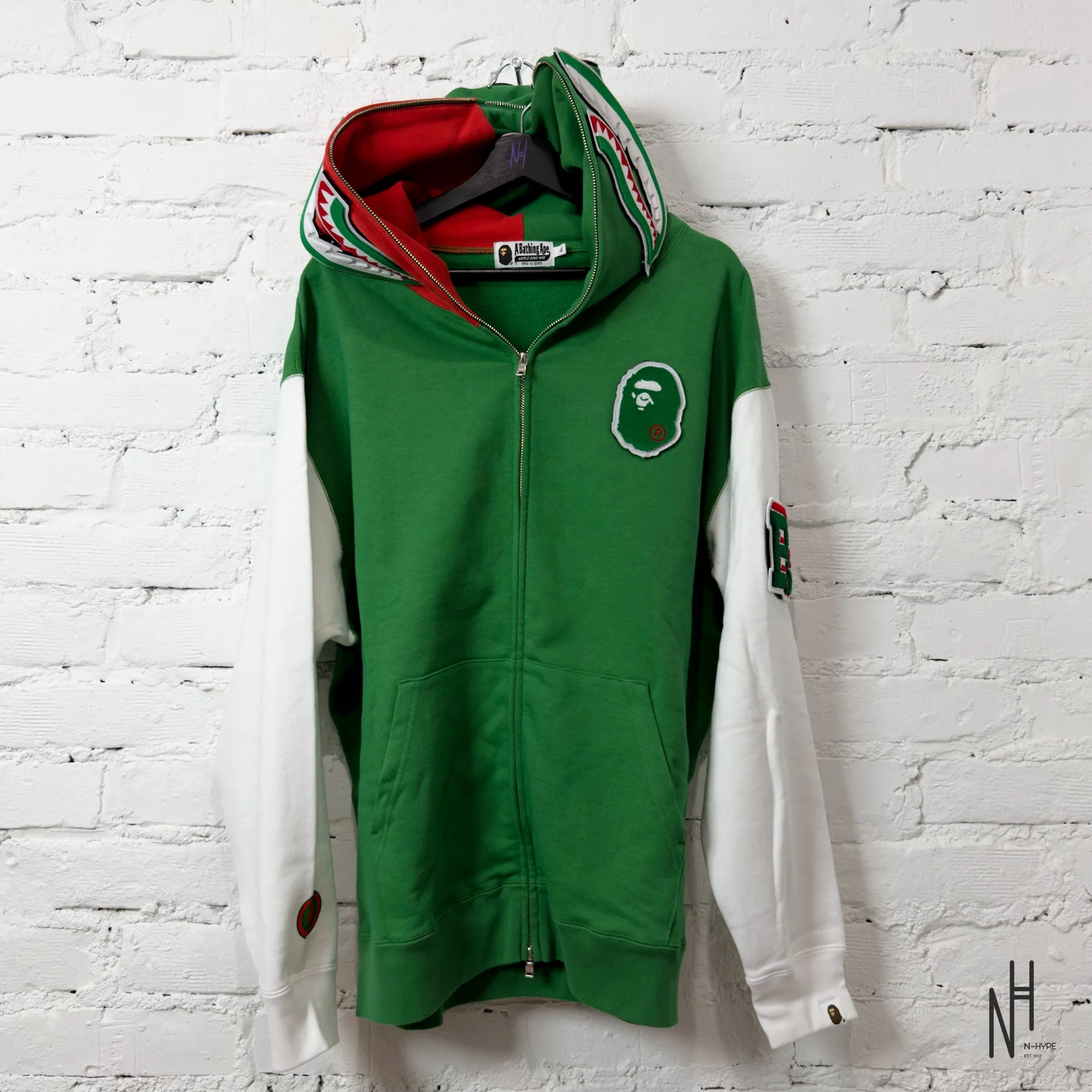 BAPE Shark Full Zip Italy Hoodie Green