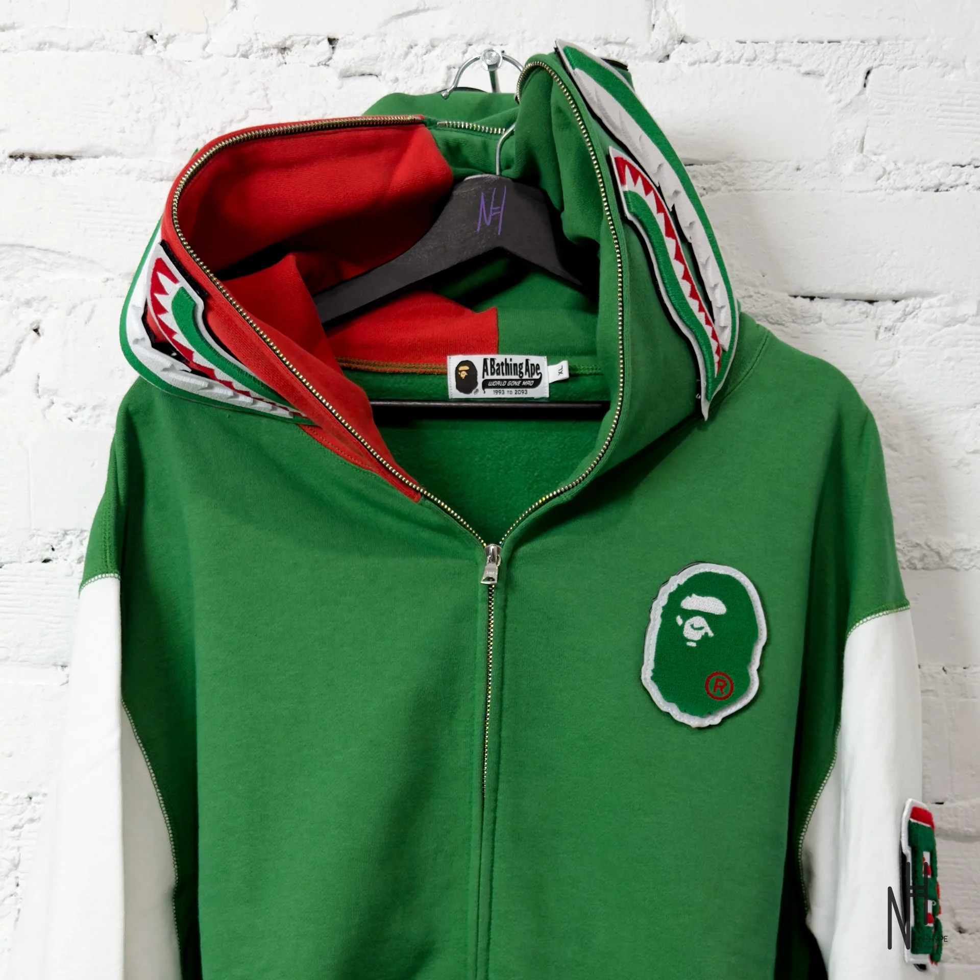 BAPE Shark Full Zip Italy Hoodie Green - Image 2