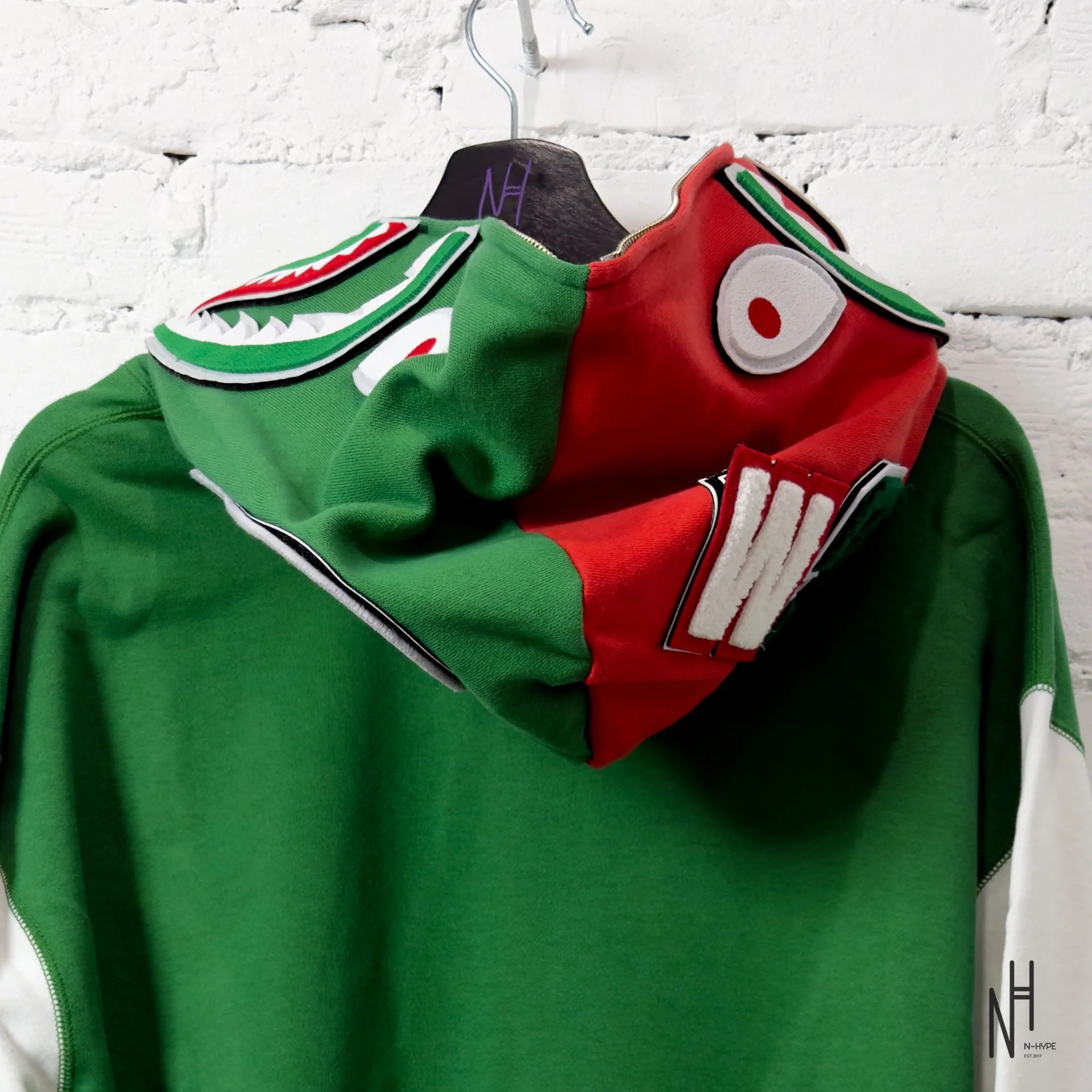 BAPE Shark Full Zip Italy Hoodie Green - Image 7
