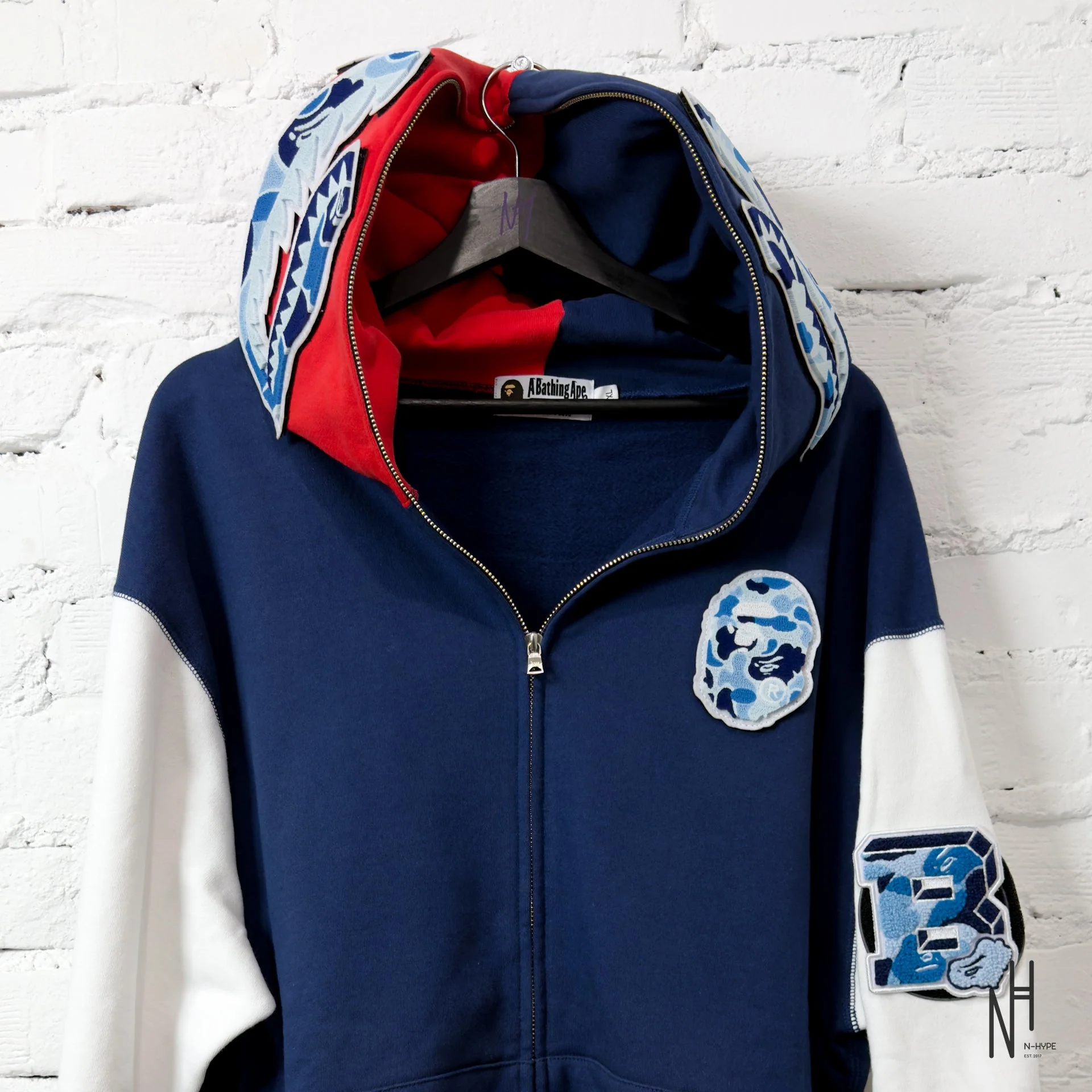 BAPE Shark Full Zip UK Hoodie Red - Image 2