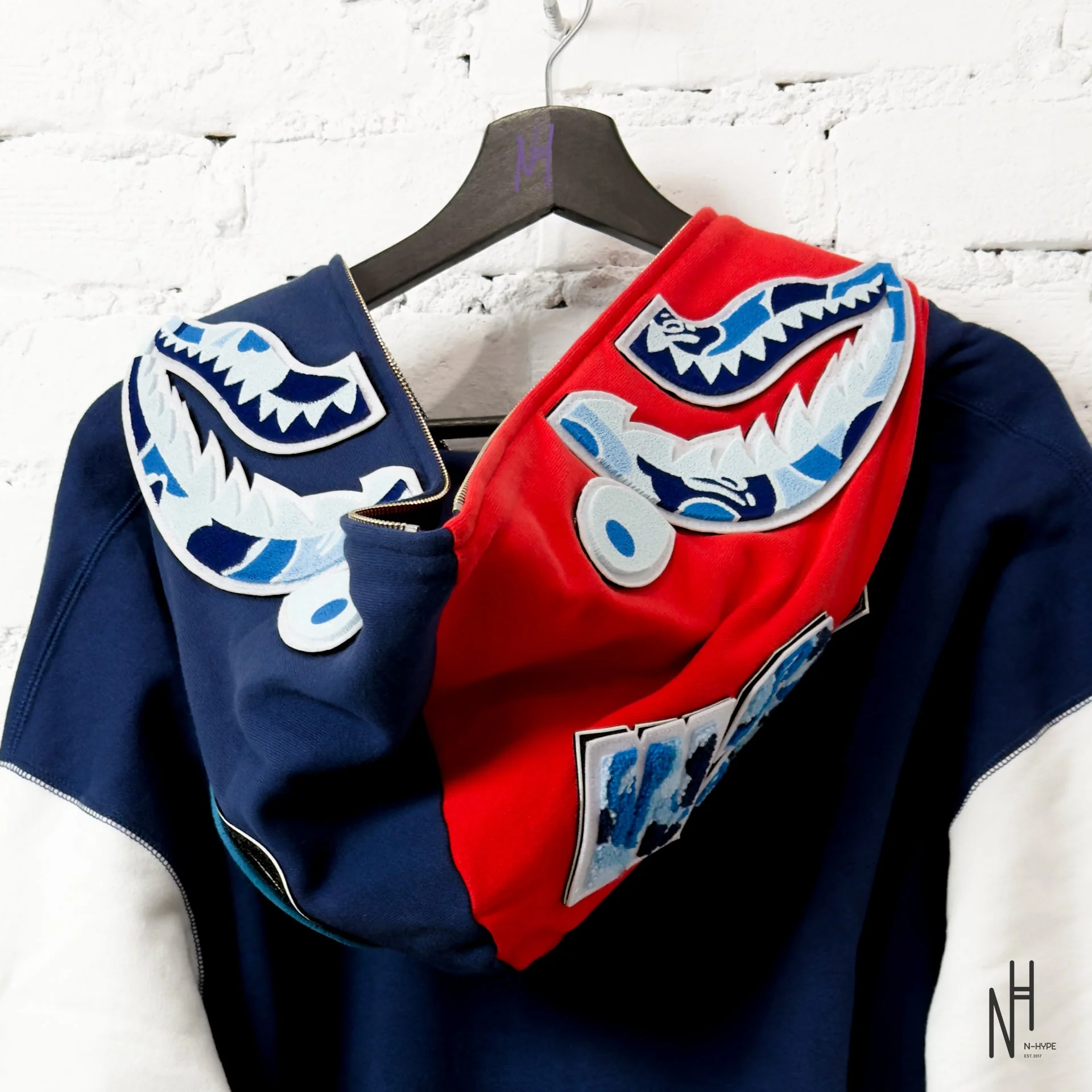 BAPE Shark Full Zip UK Hoodie Red - Image 6