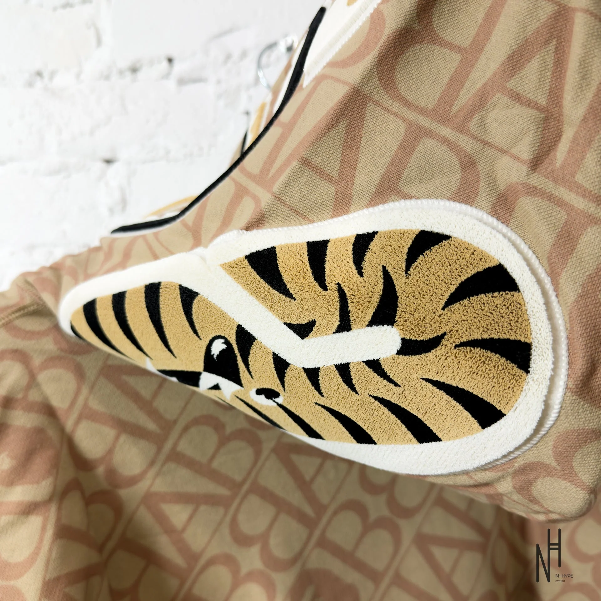 BAPE Sport Monogram Shark Hoodie Beige - Image 7