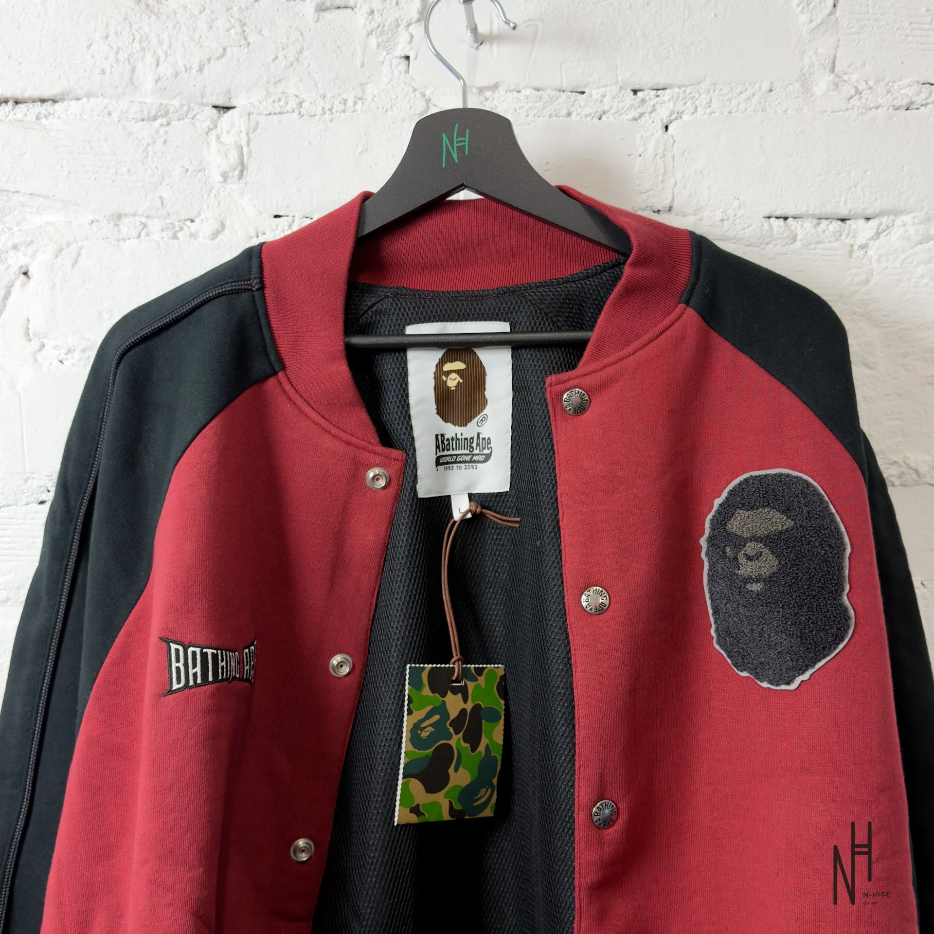 BAPE Sweat Varsity Jacket Burgundy - Image 2