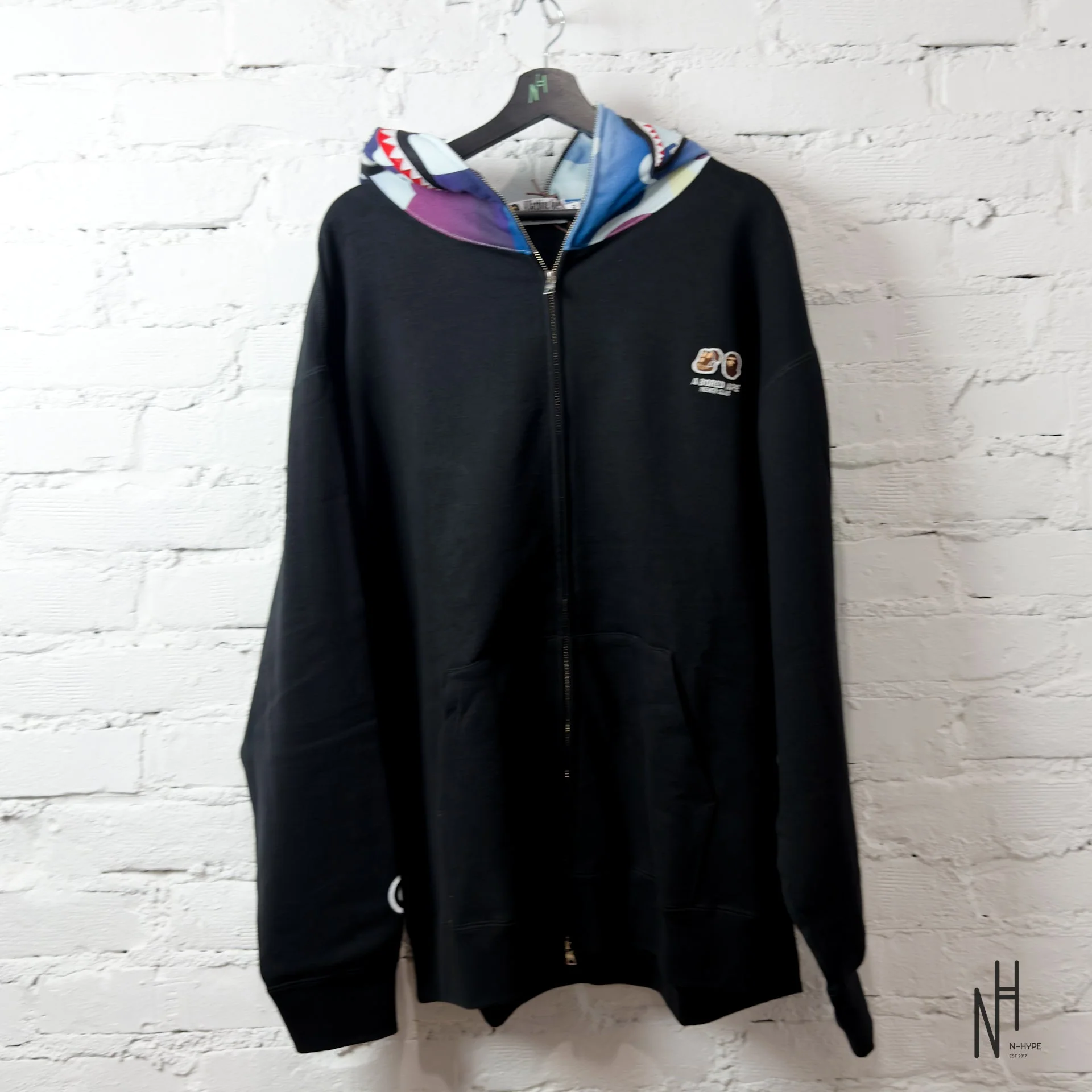 BAPE x BAYC Shark Full Zip Hoodie Hooded Zip-Up Black