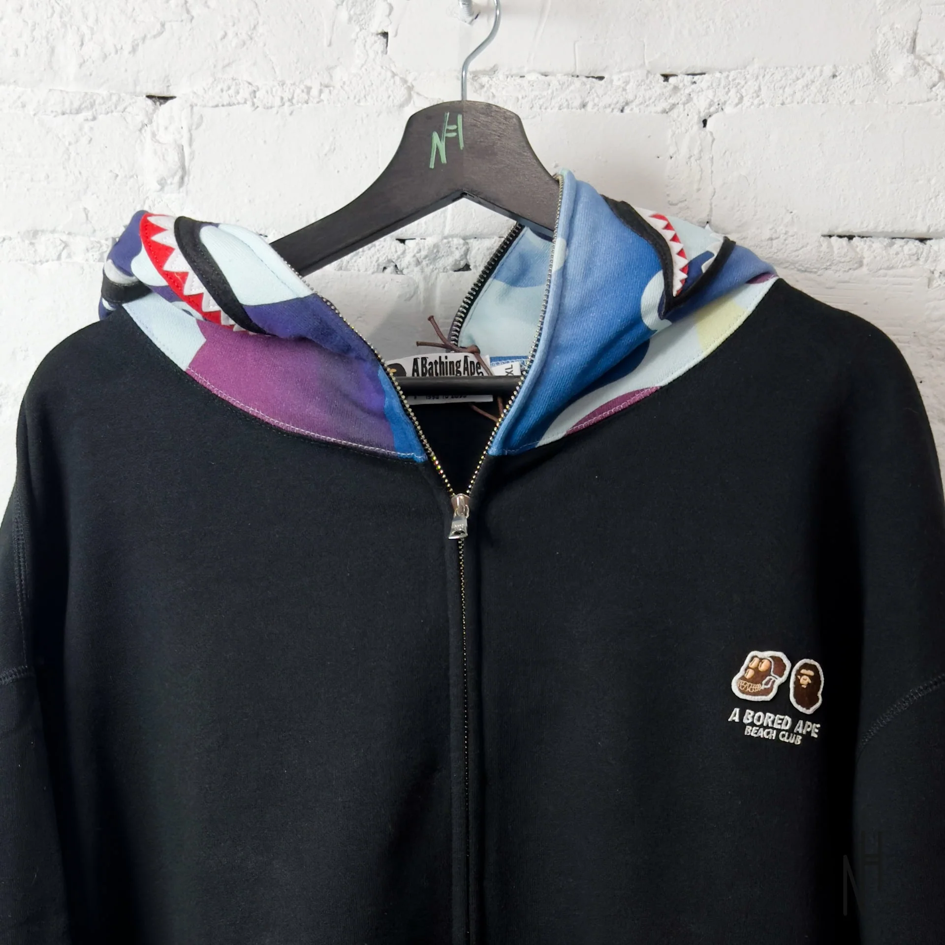 BAPE x BAYC Shark Full Zip Hoodie Hooded Zip-Up Black - Image 2