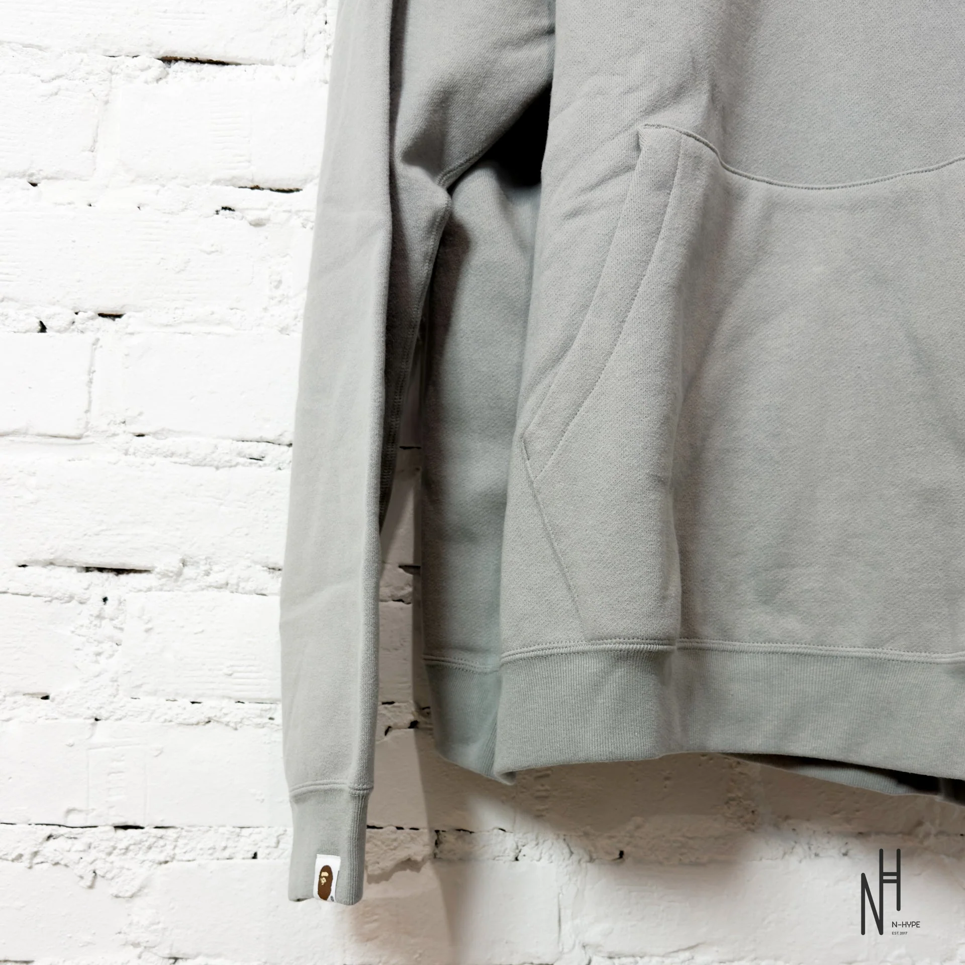BAPE x Neighborhood Two Face Half Zip Pullover Hoodie Gray - Image 4