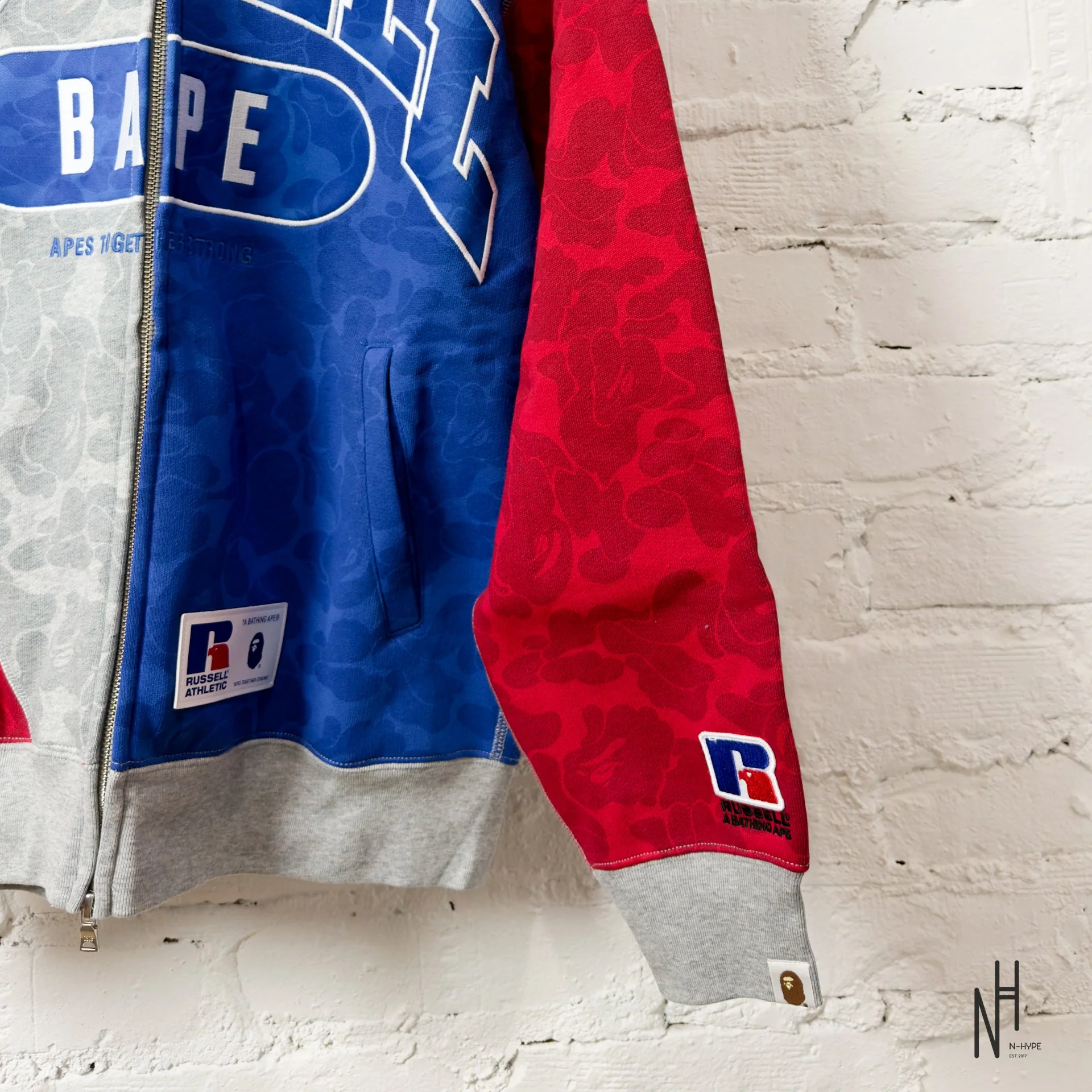 BAPE X RUSSELL Shark Full Zip Hoodie Multicolor - Image 3