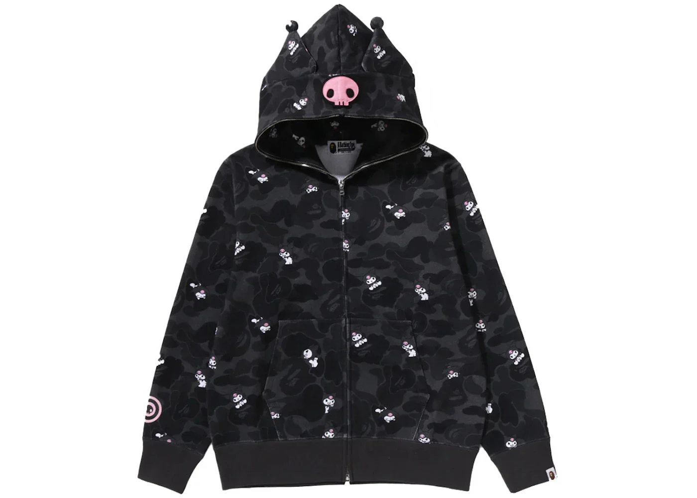 BAPE x Sanrio Characters Kuromi Camo Full Zip Hoodie (Ladies) Black
