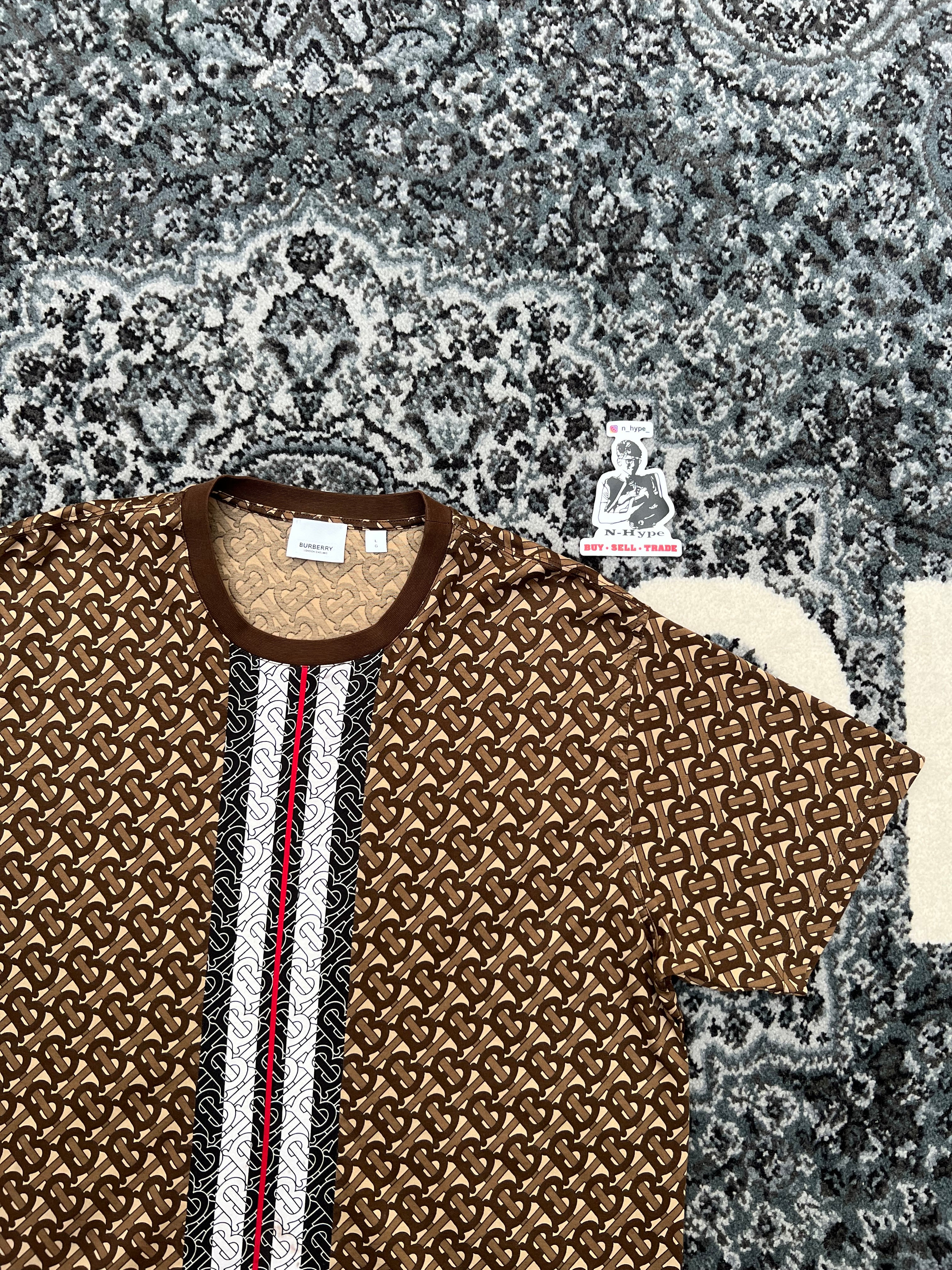 Burberry Monogram Stripe Print Polo Shirt Brown - Image 2