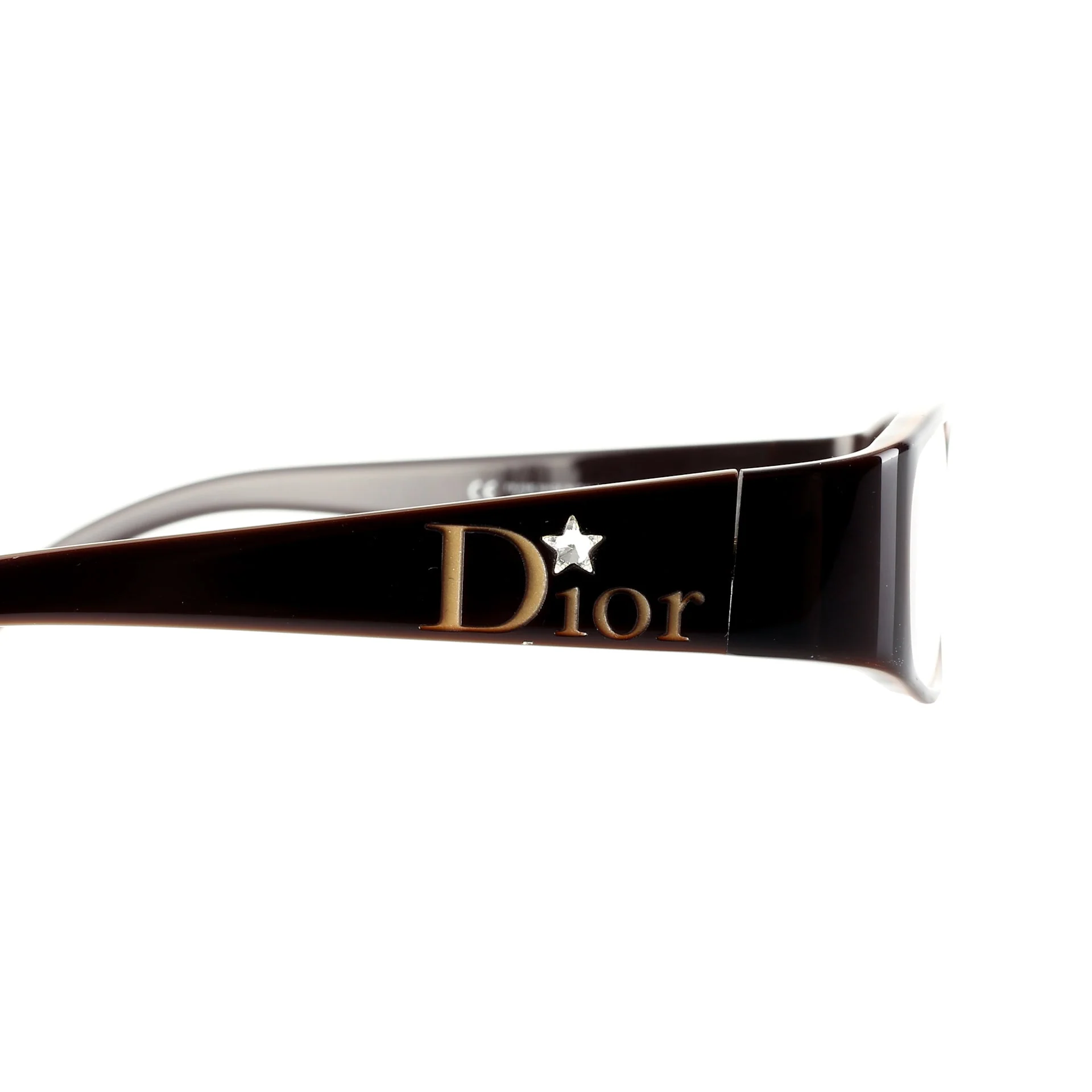 Christian Dior ’00s Brown Crystal Star Flat Glasses - Image 3