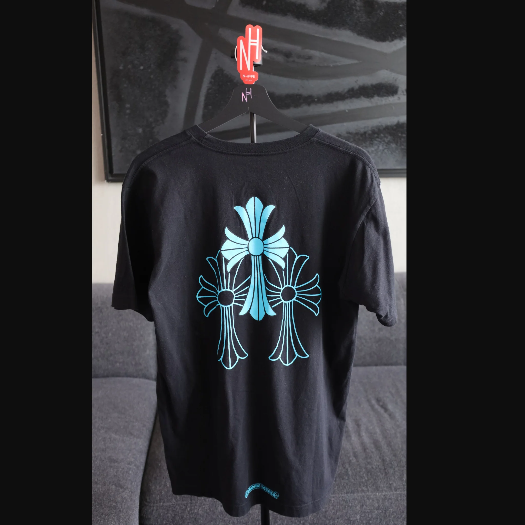 Chrome Hearts Black Blue Logo Tee - Image 2