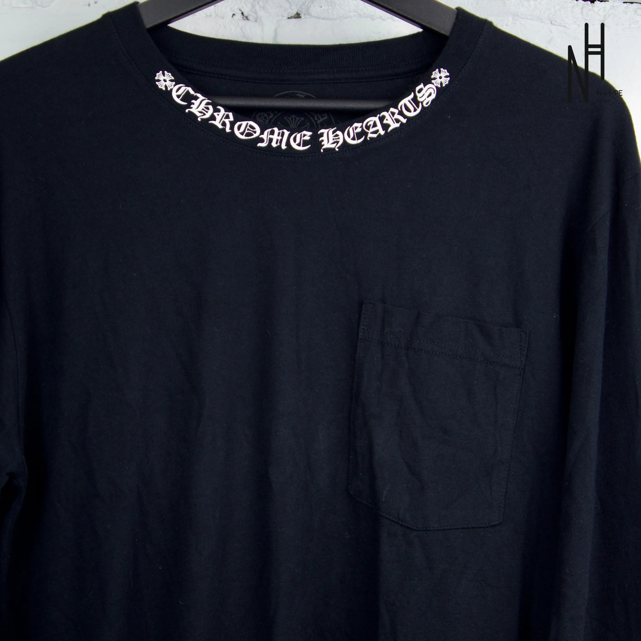Chrome Hearts Black/White Neck Letters Longsleeve Tshirt - Image 3