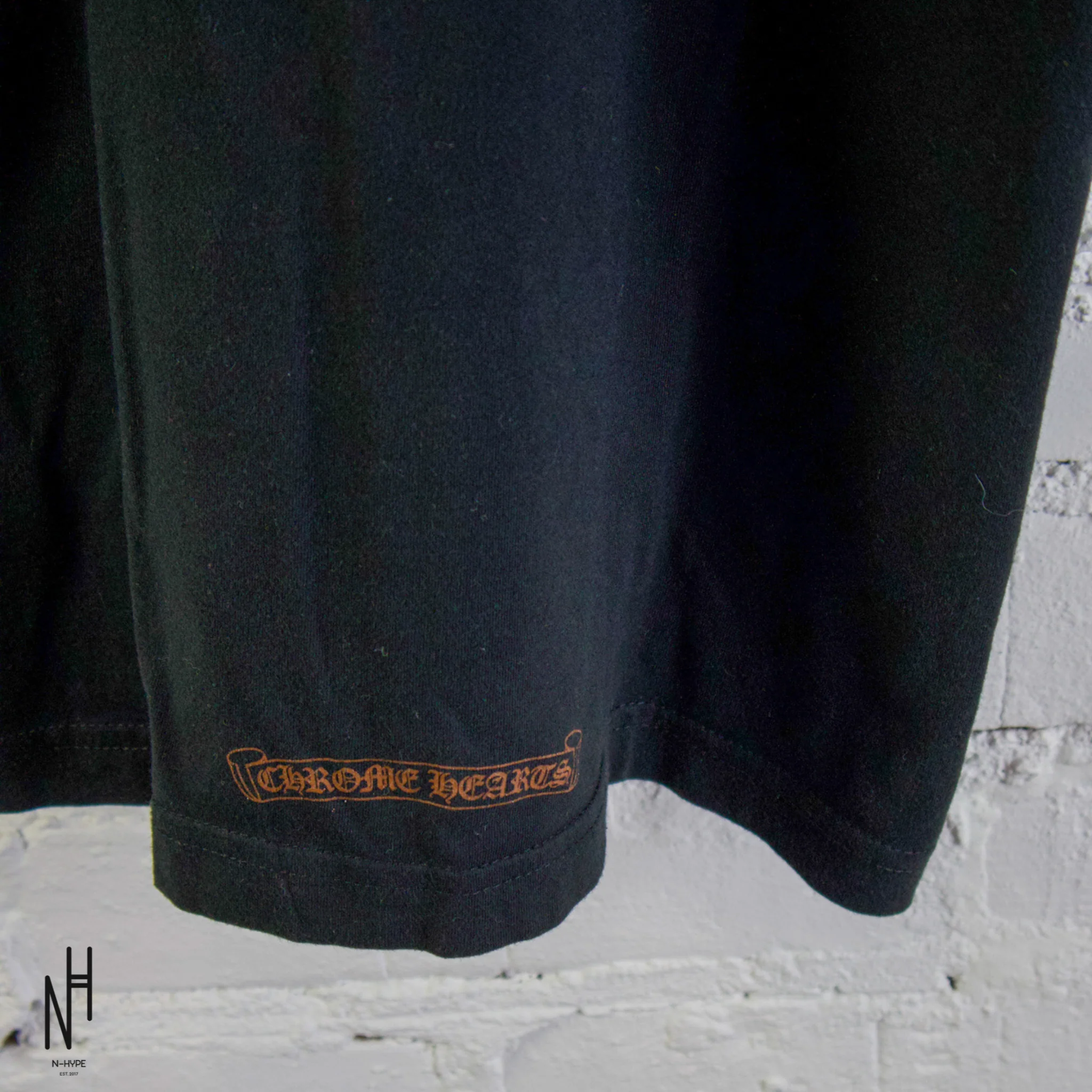 Chrome Hearts Brown Neck Logo T-Shirt Black - Image 4