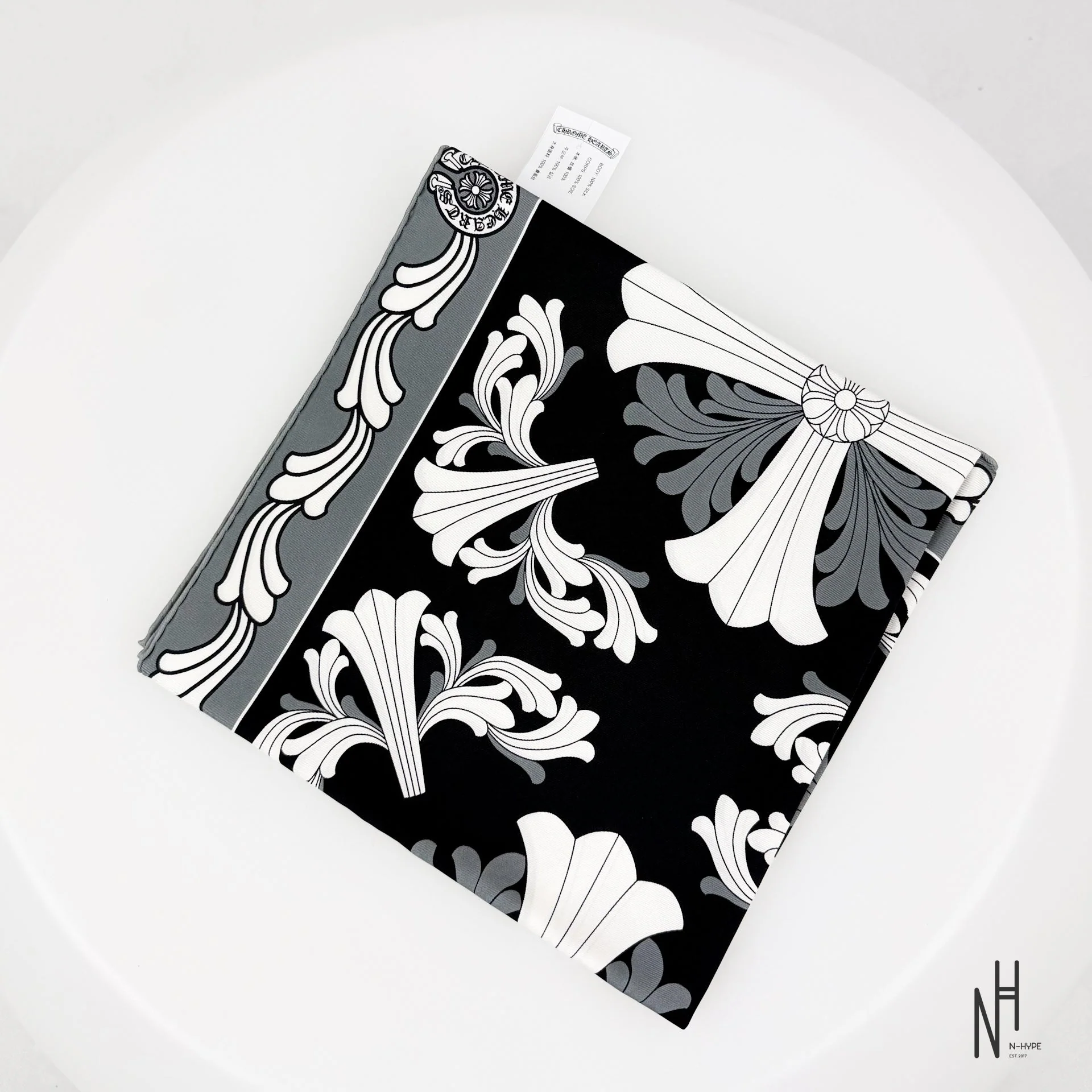 Chrome Hearts Cemetery Cross Silk Scarf / Black - Image 2